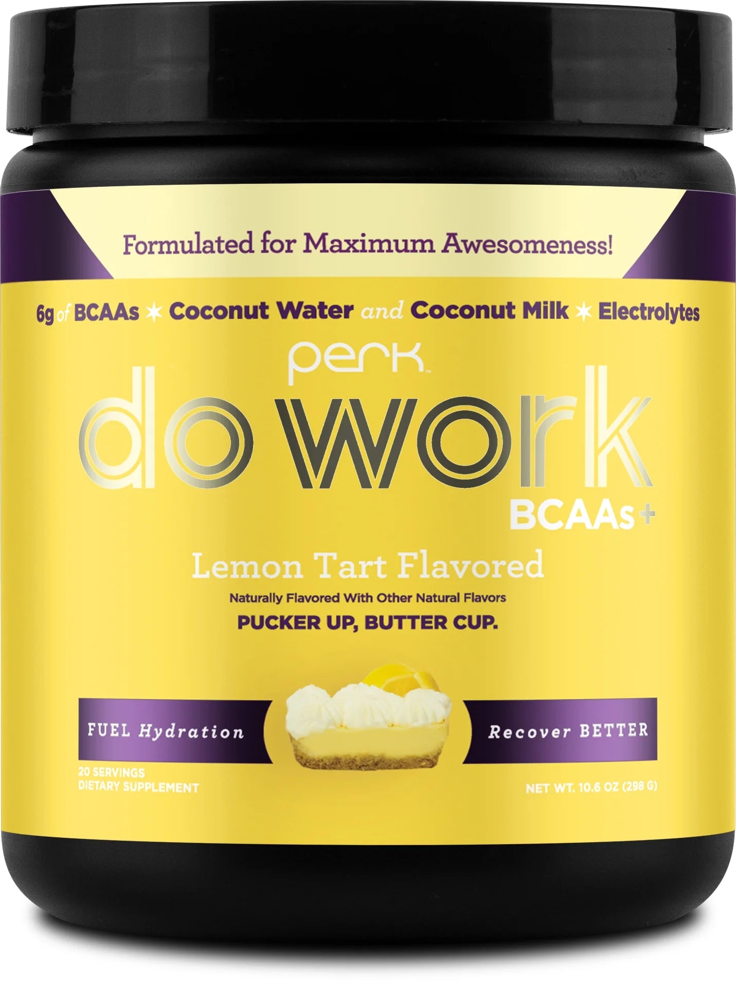 Do Work Bcaas + Hydration Electrolytes Powder (Lemon Tart Flavored, 20 Servings) - with Coconut Water and Coconut Milk