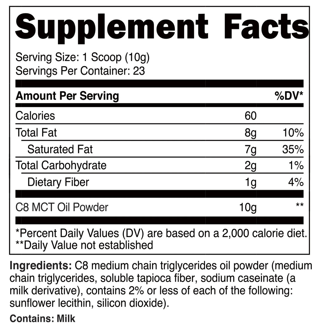 C8 MCT Oil Powder .5LB - 95% C8 MCT Oil Powder Supplement