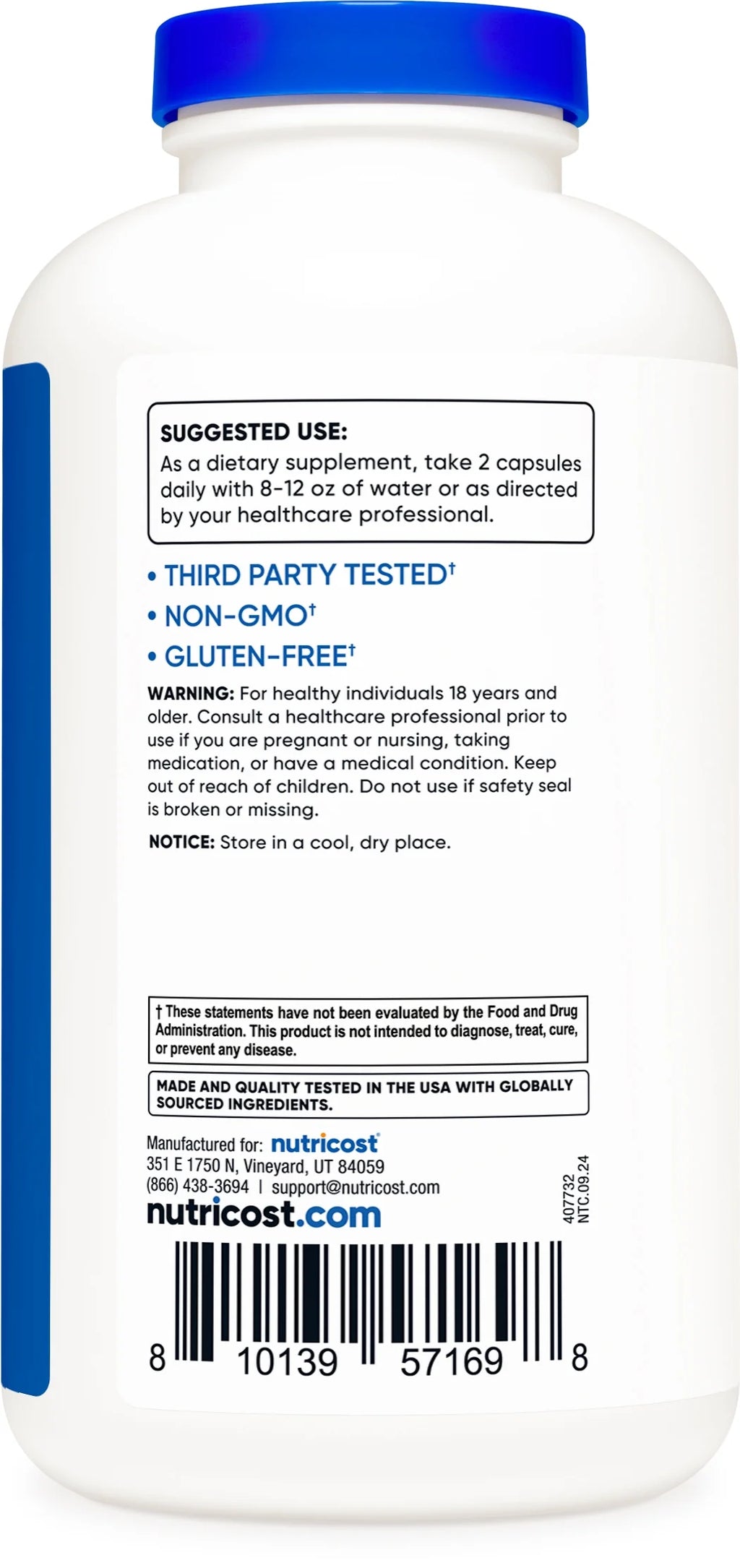 BCAA 1000Mg, 500 Capsules (250 Serv), Branched Chain Amino Acids