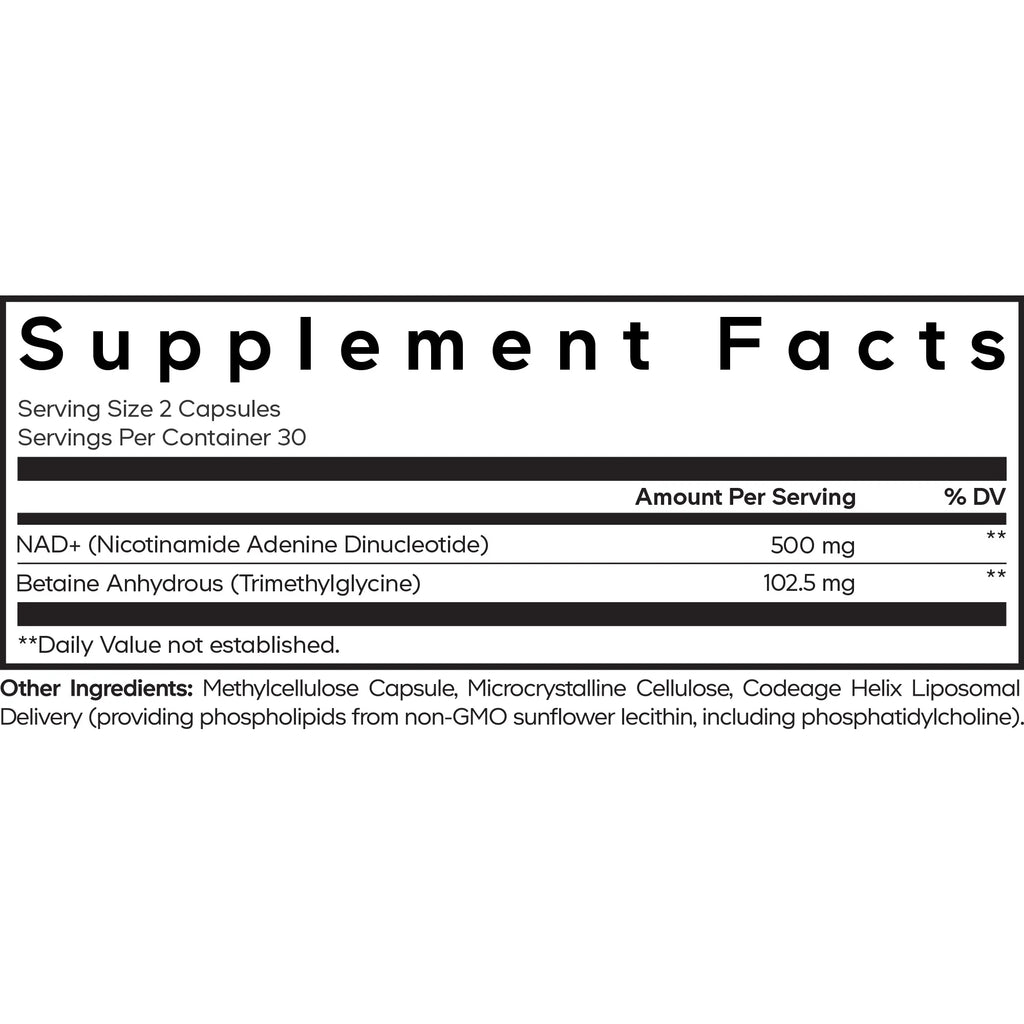 Liposomal NAD+ Supplement, Betaine Anhydrous, Nicotinamide Adenine Dinucleotide Pills, 60 Ct