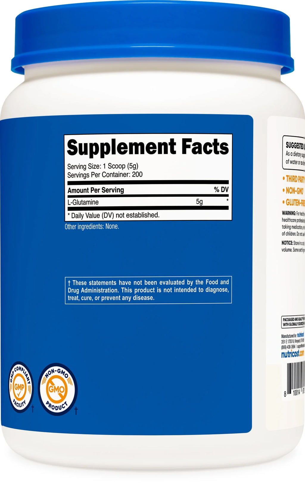 Pure L-Glutamine Powder 1 KG, 5G per Serving - Health Supplement