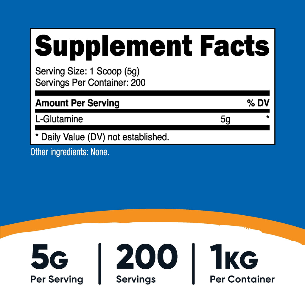 Pure L-Glutamine Powder 1 KG, 5G per Serving - Health Supplement