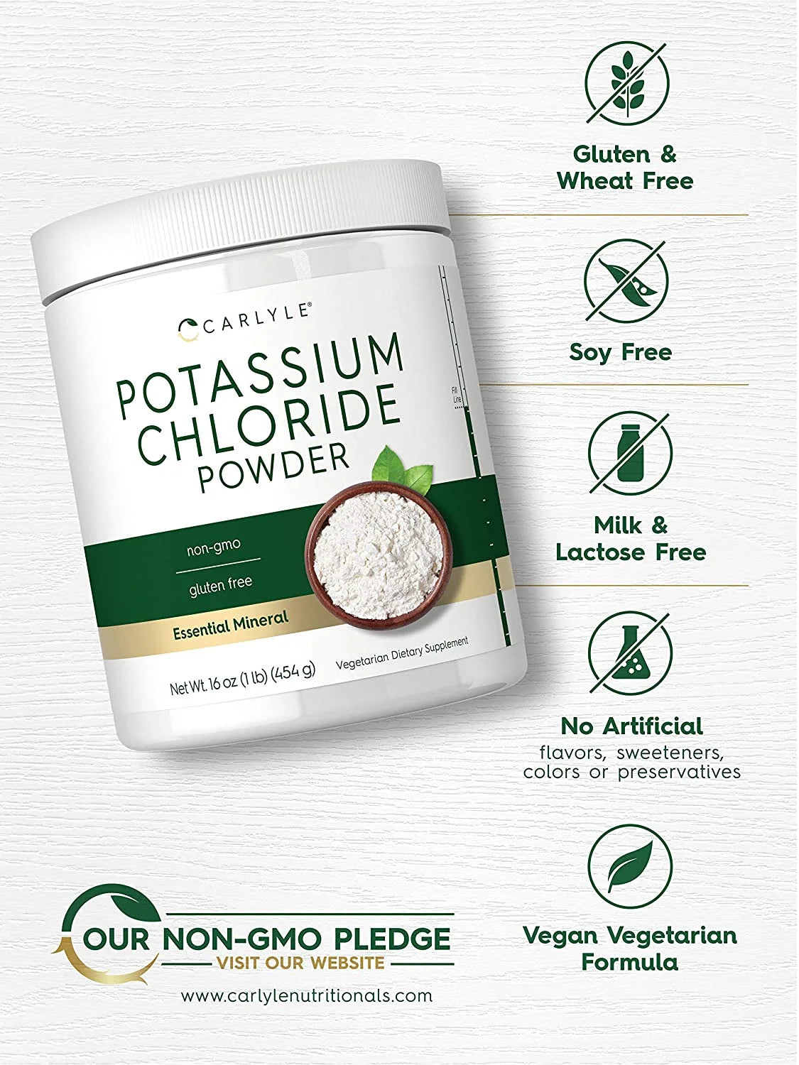 Potassium Chloride Powder | 16 Oz | Food Grade | Vegan Formula | by