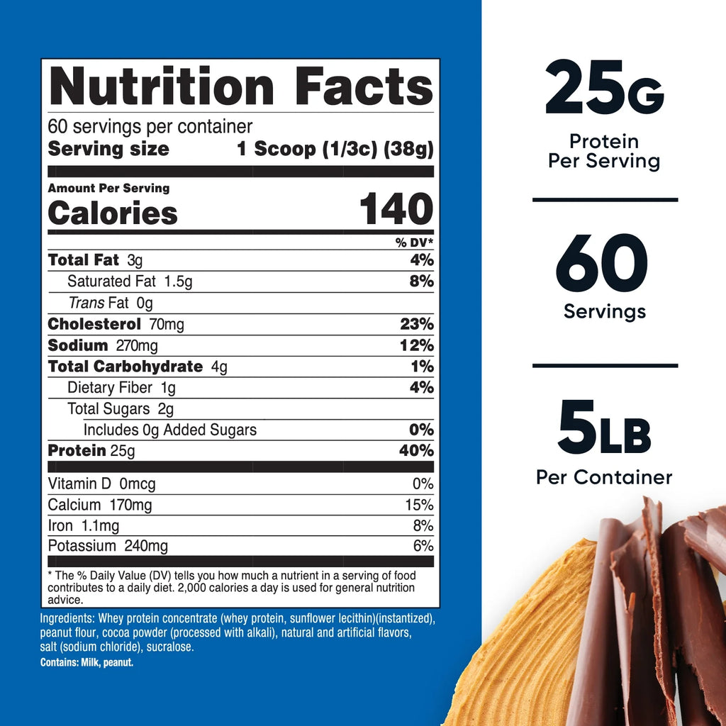 Whey Protein Concentrate Powder (Chocolate Peanut Butter) 5LBS