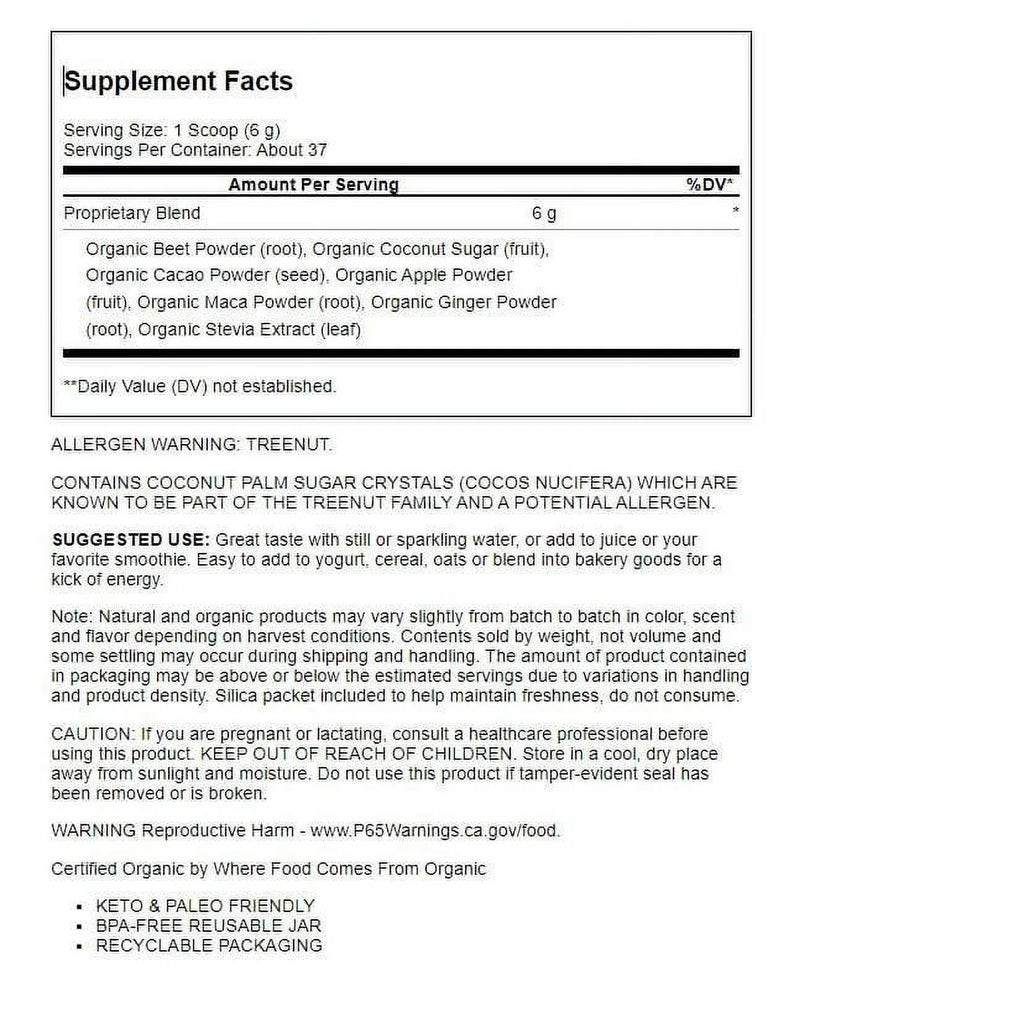 Organic Energy & Stamina Blend Powder 8 Oz Pwdr