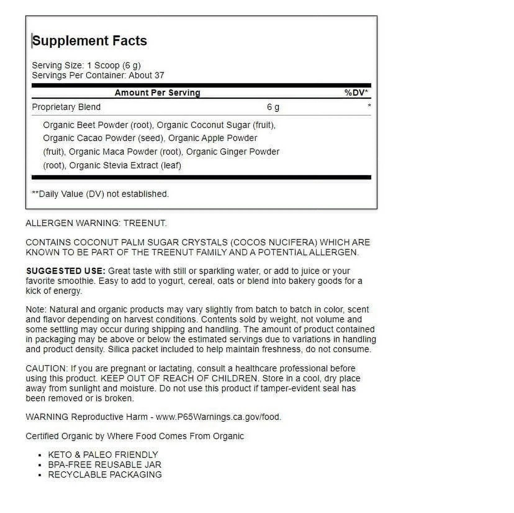 Organic Energy & Stamina Blend Powder 8 Oz Pwdr