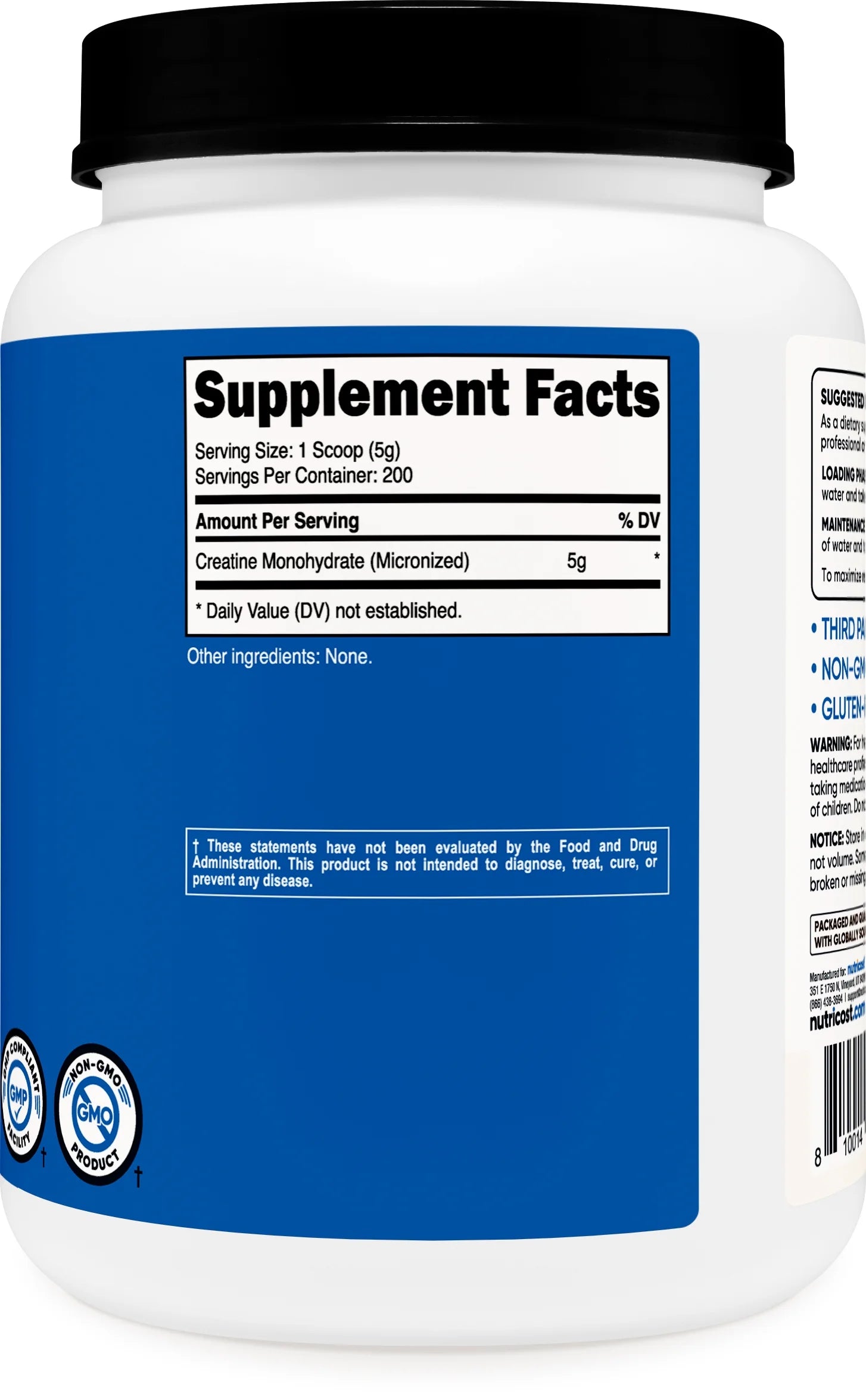 Creatine Monohydrate Powder 1 Kg (2.2LBS) Supplement- 200 Servings, Unflavored