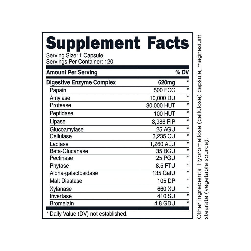 Digestive Enzymes Supplement (120 Capsules) - 16 Enzymes, Support Healthy Digestion