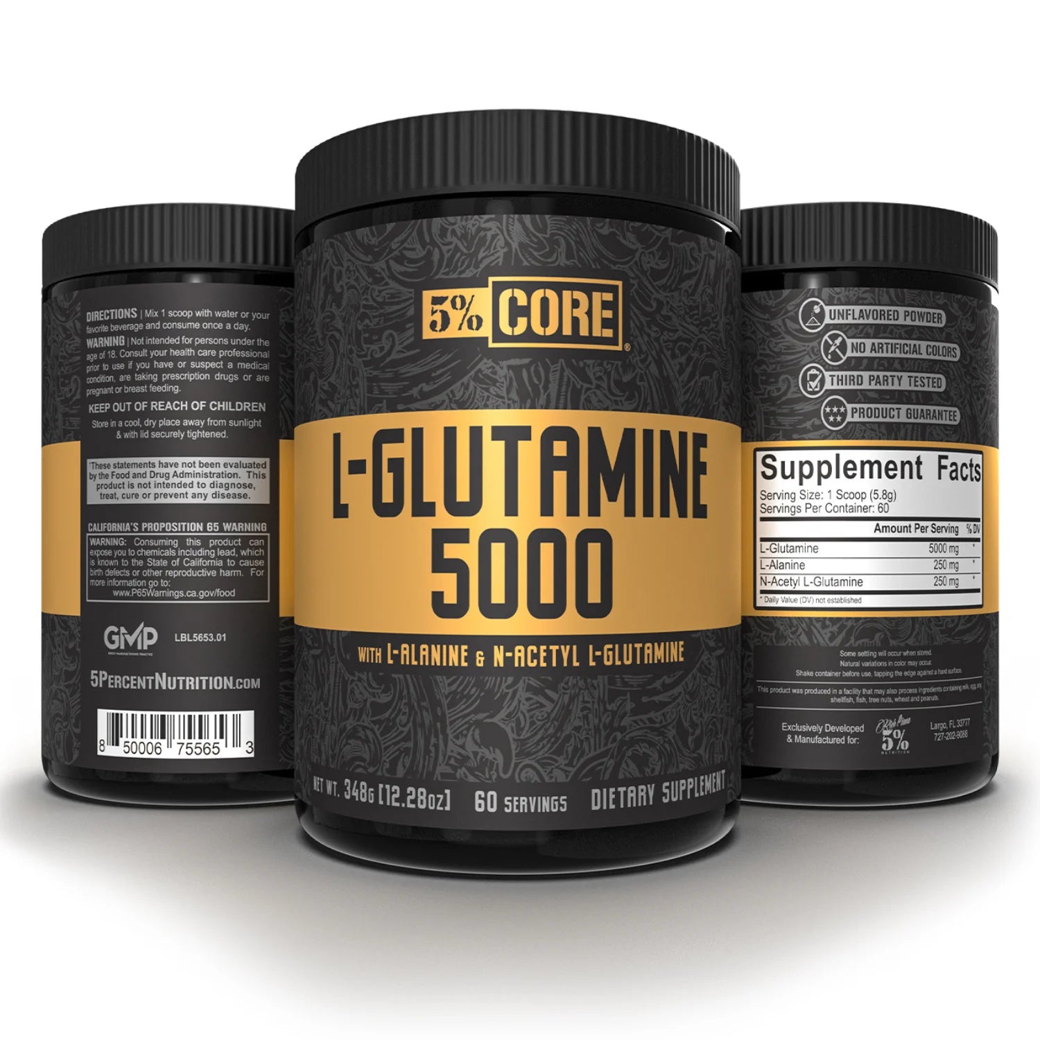 Core L-Glutamine 5000 Supplement W/L-Alanine | Immune & Digestive Support | Amino Acid Muscle Builder Post Workout Recovery | Unflavored (60 Servings)