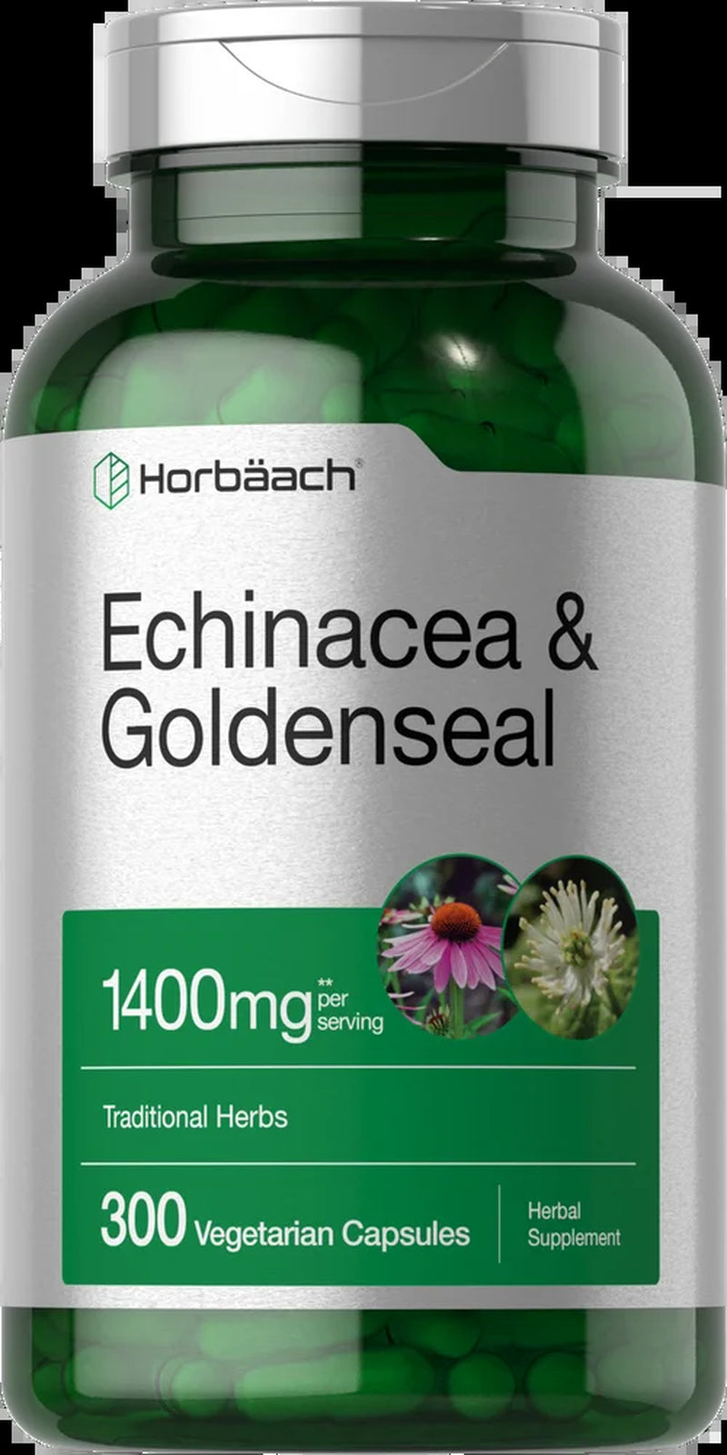 Echinacea Goldenseal Extract | 1400Mg | 300 Vegetarian Capsules | by