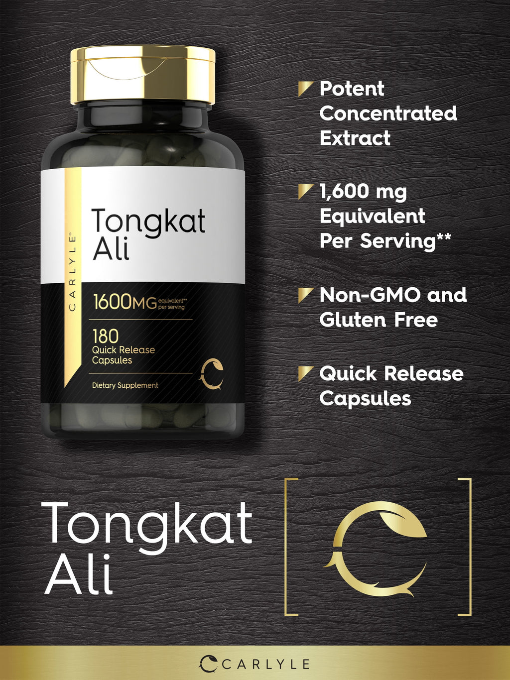 Tongkat Ali 1600Mg | 180 Capsules | Non-Gmo and Gluten Free Supplement | by