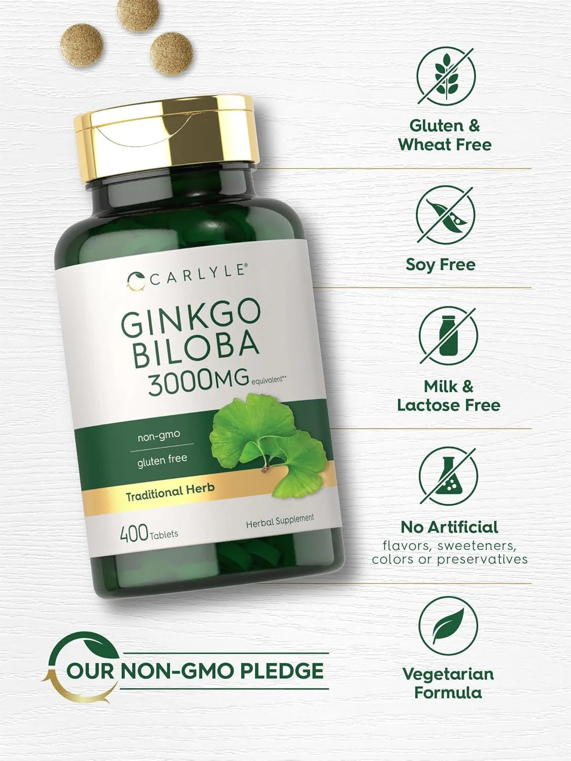 Ginkgo Biloba 3000Mg | 400 Tablets | Vegetarian Supplement for Men and Women | by