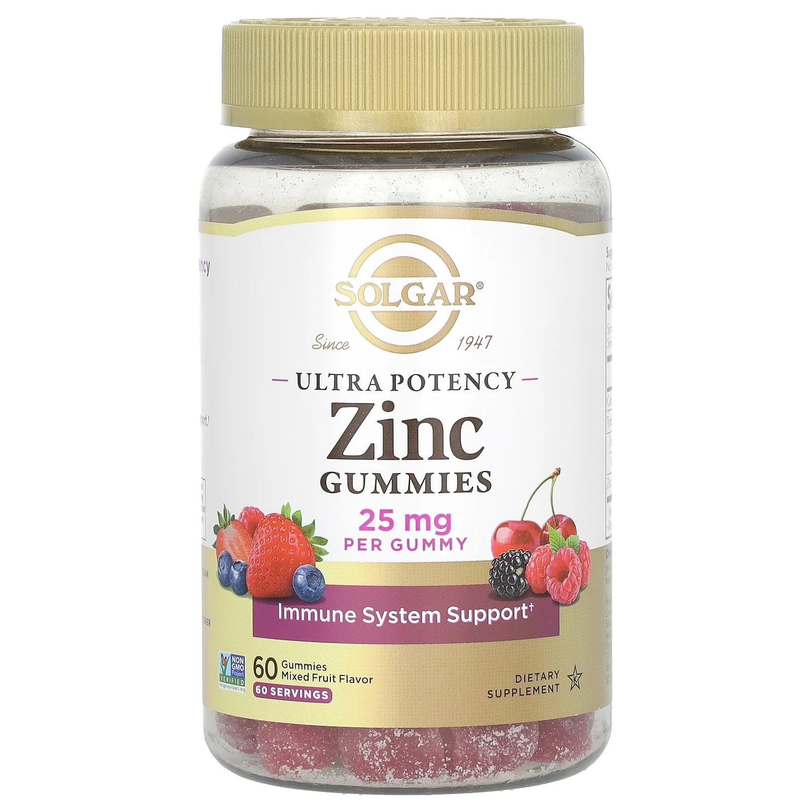 Ultra Potency Zinc Gummies, 25 Mg, Immune System Support, Mixed Fruit Flavor, 60 Gummies