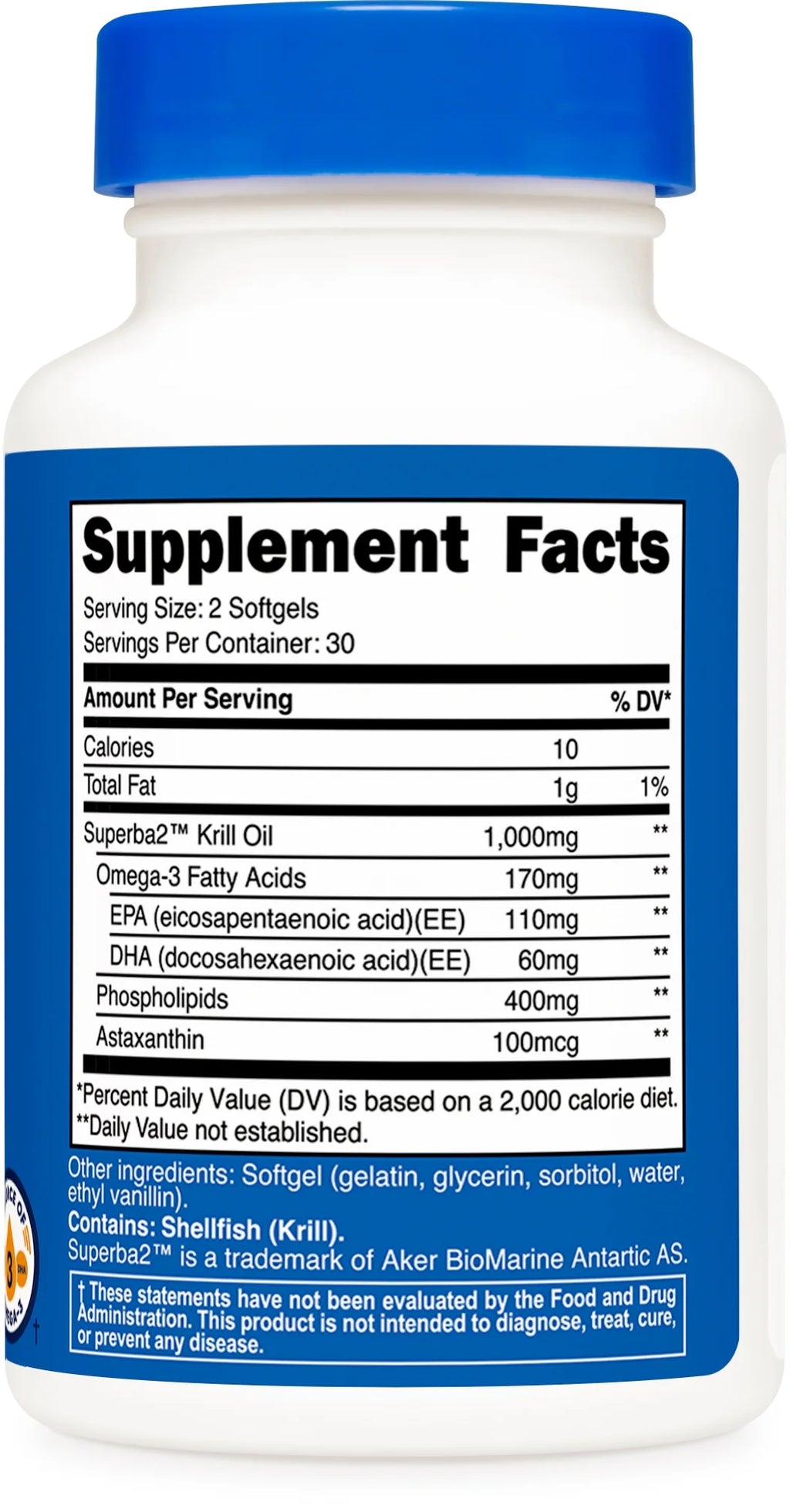 Krill Oil 1000Mg, 60 Softgels - Omega-3 EPA-DHA Krill Oil Supplement, with Superbakrill