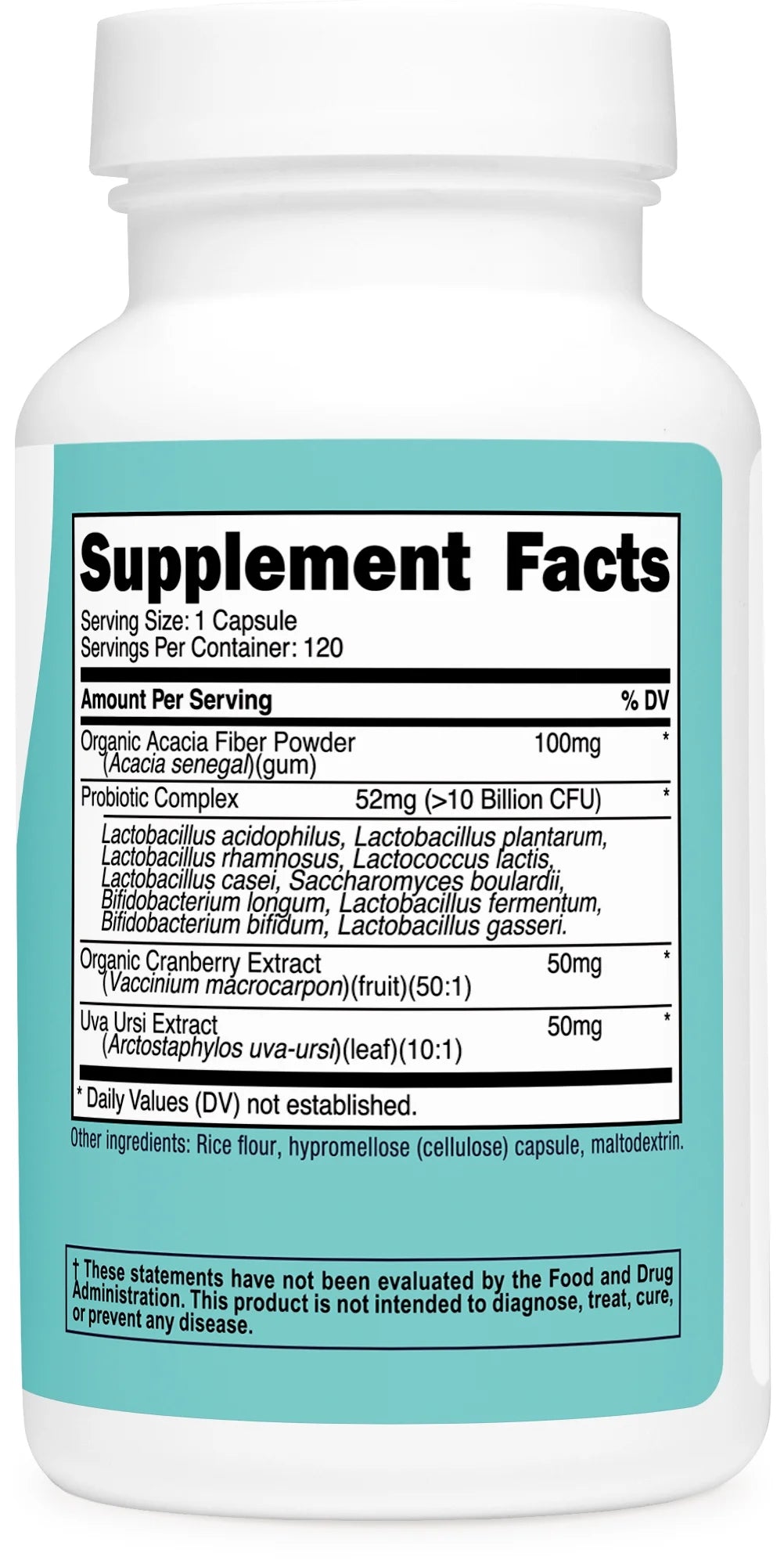 Probiotic for Women 10 Billion CFU, 120 Capsules - Complex with Acacia Fiber, Uva Ursi & Cranberry Extract, Non-Gmo & Gluten Free