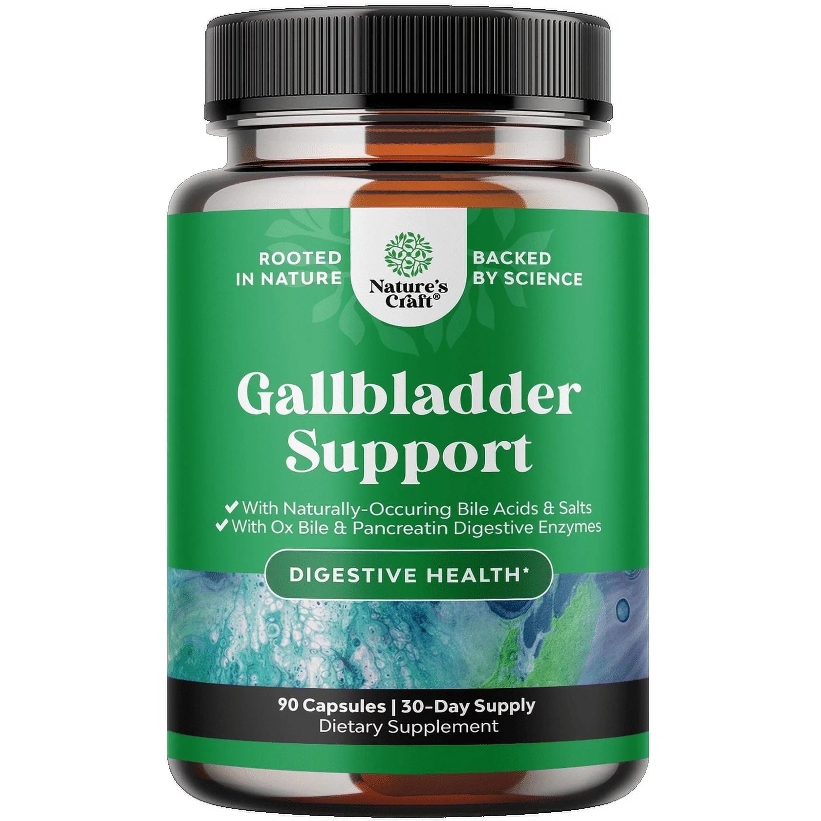 Ox Bile Salts for Gallbladder Support - Purified Bile Salts Supplement with Pancreatin Digestive Enzymes Ox Bile & Betaine HCL - Ox Bile Supplements for No Gallbladder & Digestive Health - 1 Month