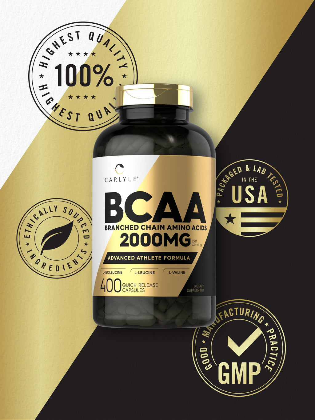 BCAA 2000Mg | 400 Capsules | Branch Chain Amino Acids for Men and Women | by