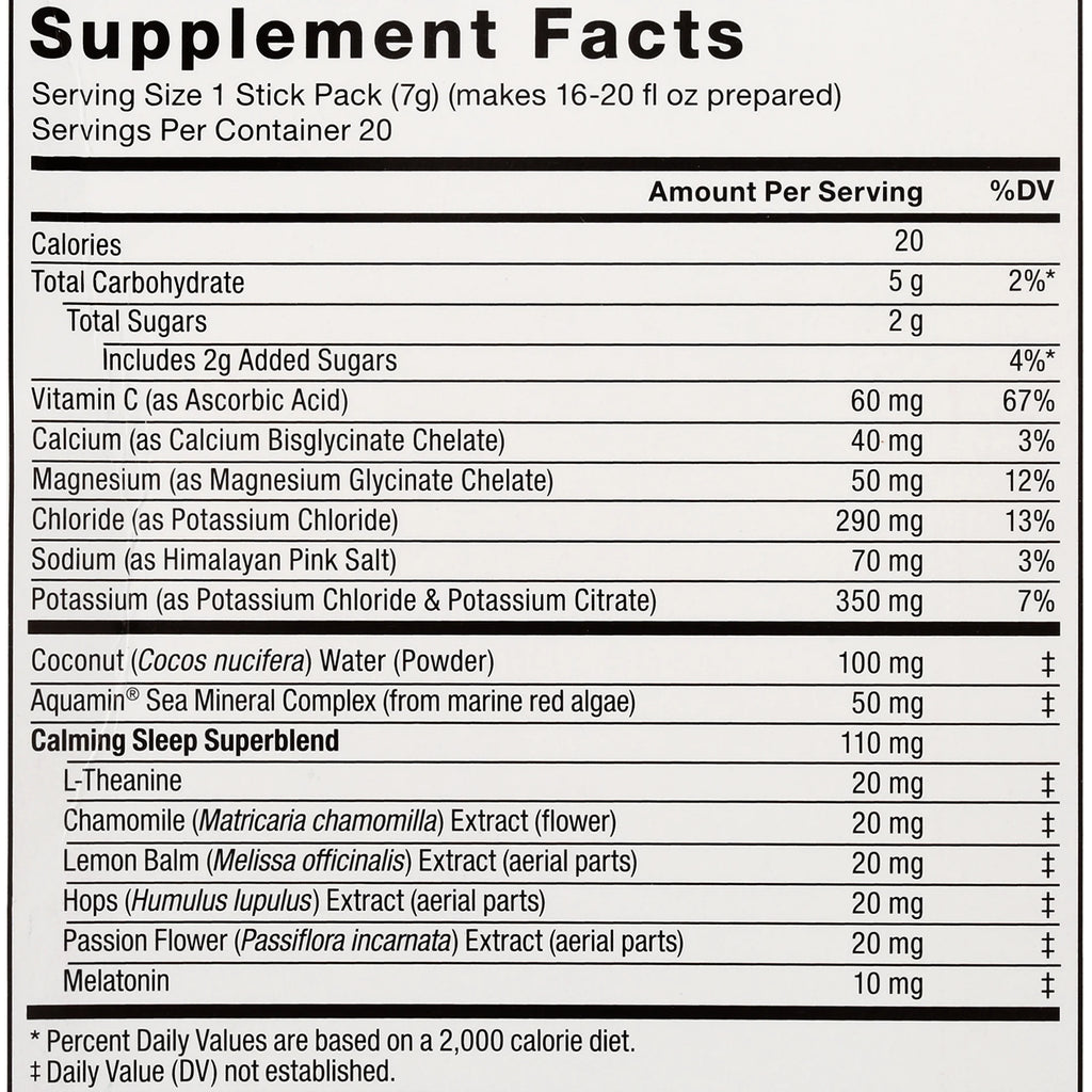 Liquid Labs Sleep, Electrolytes Powder & Sleep Aid with Melatonin 10Mg, 20 Stick Packs