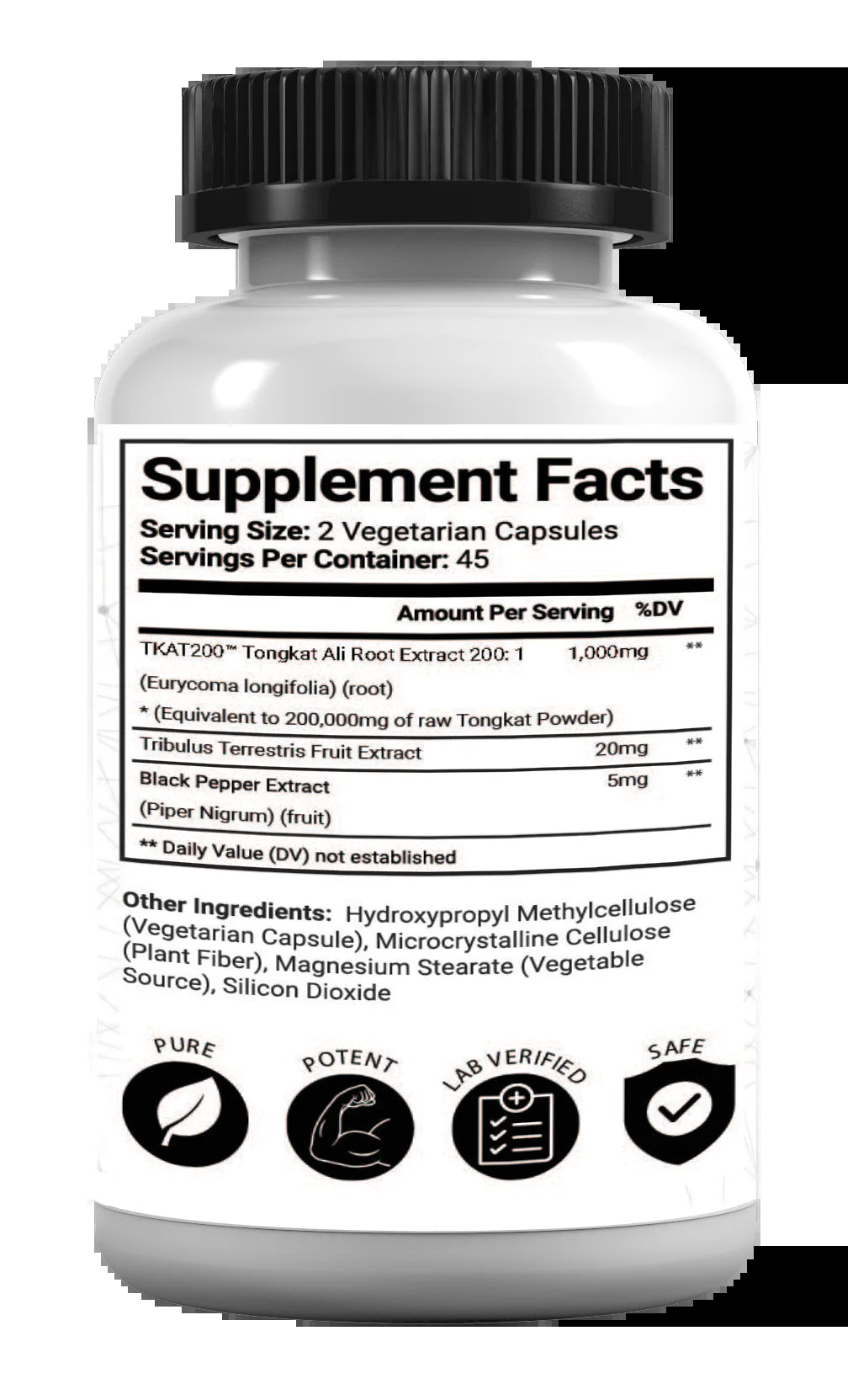 Longjack Tongkat Ali Extract Capsules 200X Strength | 200,000 Mg