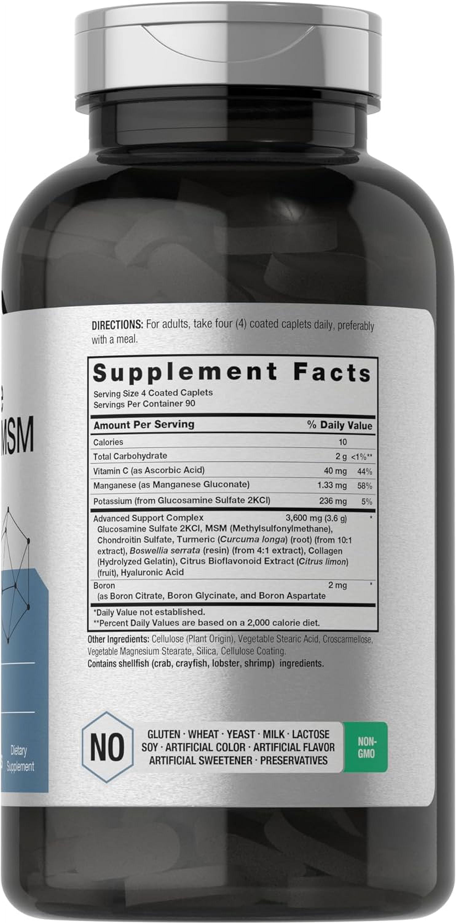 Glucosamine Chondroitin with MSM and Turmeric | 3600 Mg | 360 Caplets |By