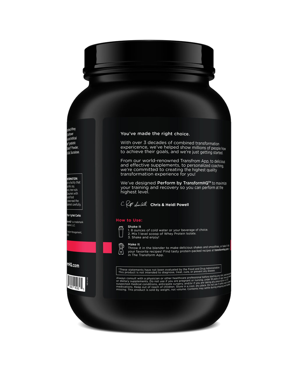 Whey Protein Isolate Powder 28 Servings (Vanilla) - Perform - Gluten Free, Non-Gmo