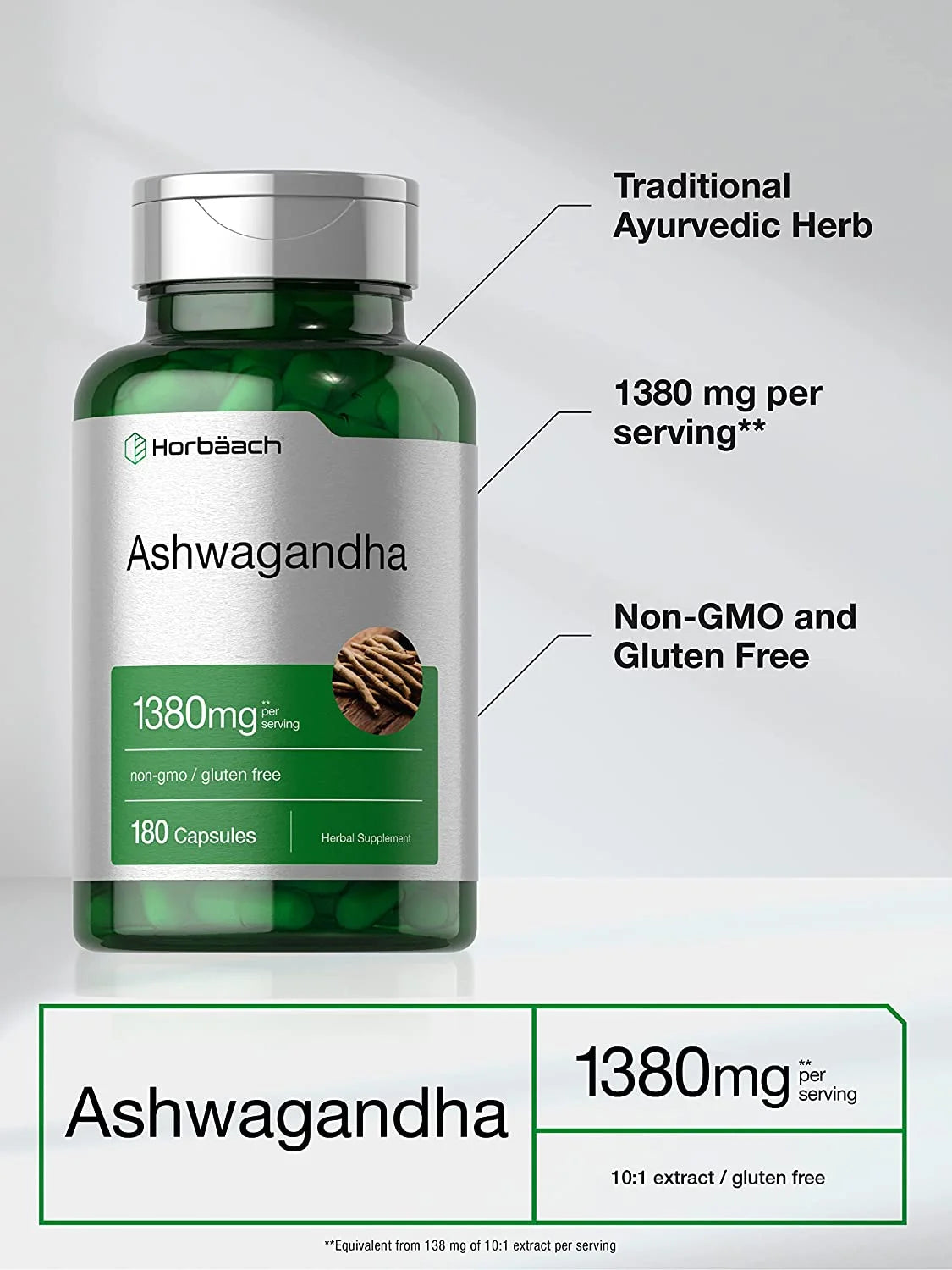 Ashwagandha Capsules 1380Mg | 180 Count | Root Extract | Supplement for Men and Women | by