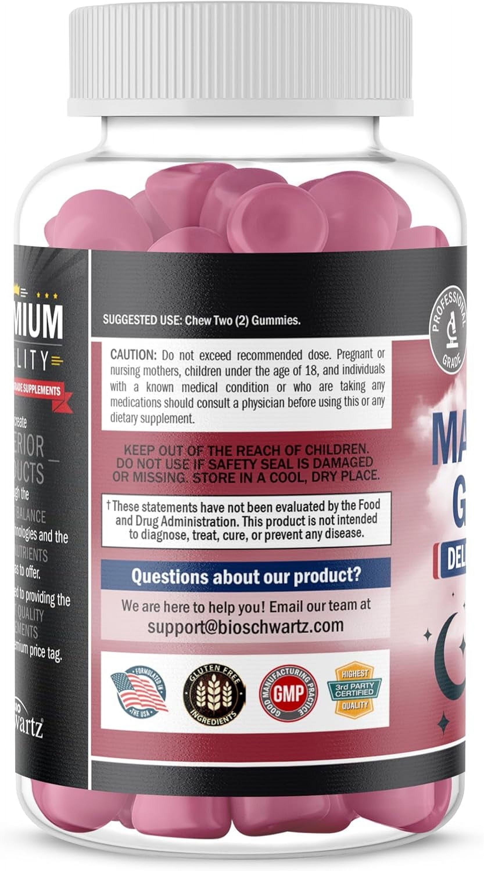 Sugar-Free Magnesium Citrate Gummies, Supports Healthy Nerves Muscles Gummies, Berry Flavored, 60 Count