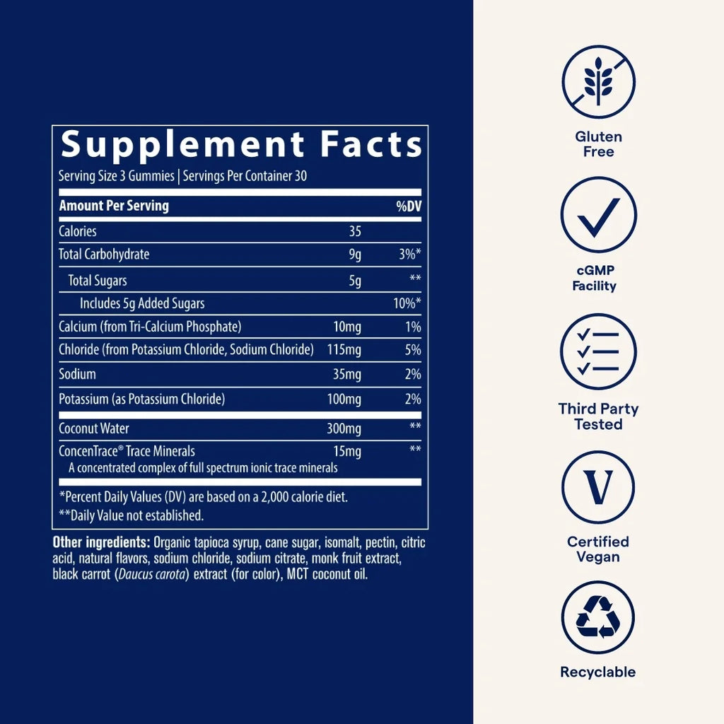 Electrolyte Stamina - Daily Hydration Support - Electrolyte Gummies Aid Energy & Endurance - Stamina Support Supplement with  - Watermelon, 90 Gummies (30 Servings)