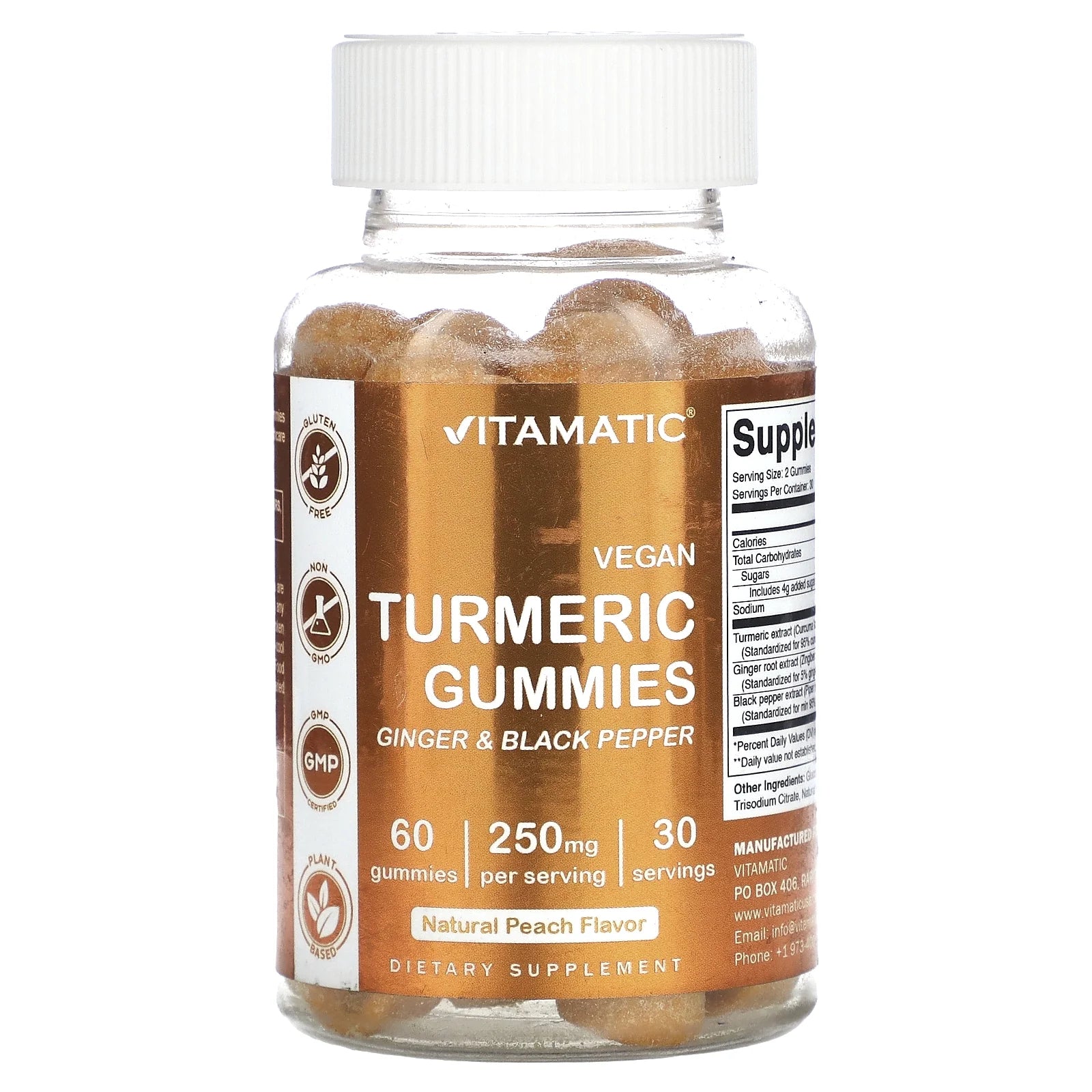 Turmeric Gummies with Ginger & Black Pepper Extract - 95% Curcuminoids - 60 Vegan Gummies
