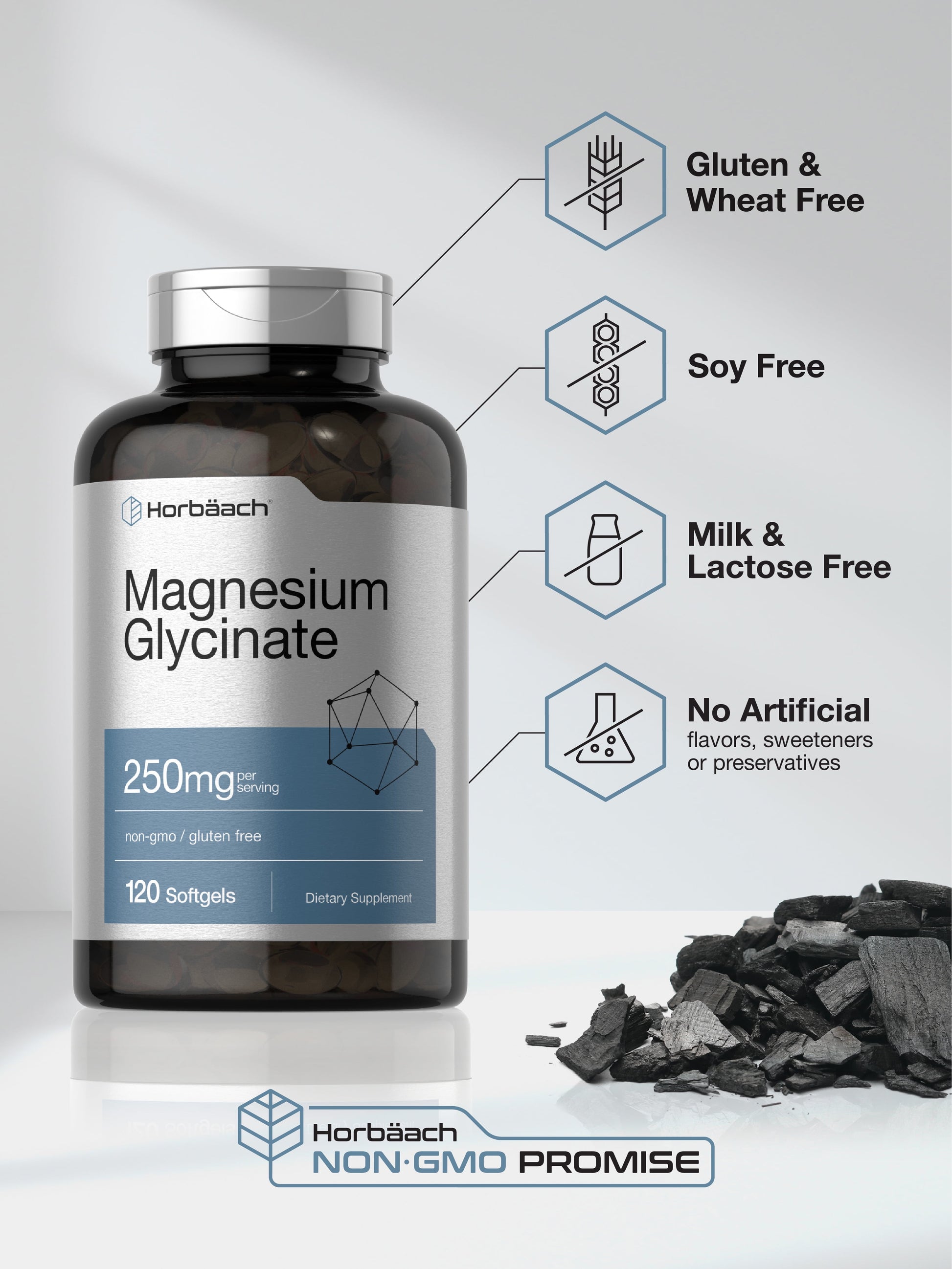 Magnesium Glycinate | 250Mg | 120 Softgels | Non-Gmo and Gluten Free Supplement | by