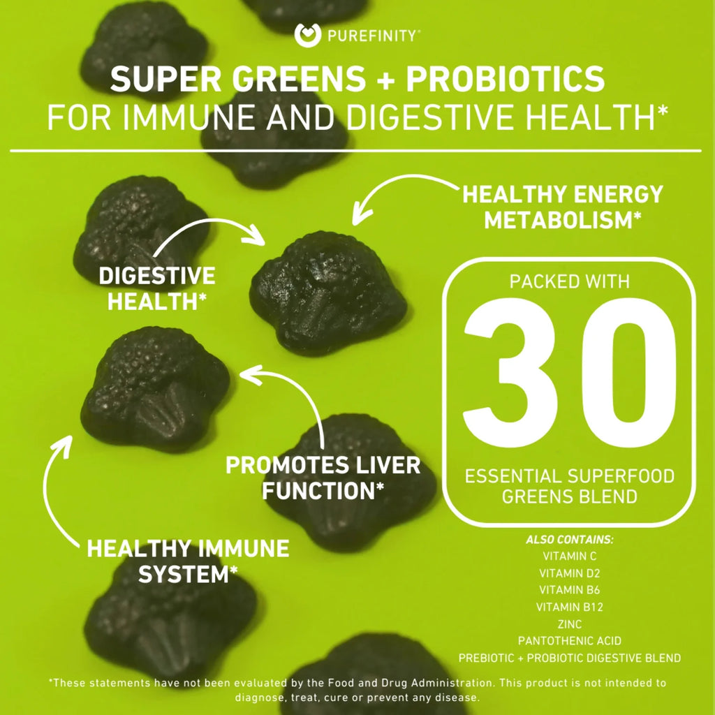 Spirulina Gummies – Daily Greens with Alfalfa, Spinach, Broccoli, Beet Root, Acai, Inulin Prebiotic Fiber, Super Greens Veggie Gummies – Non-Gmo, Gluten Free, Vegan – 60 Gummies
