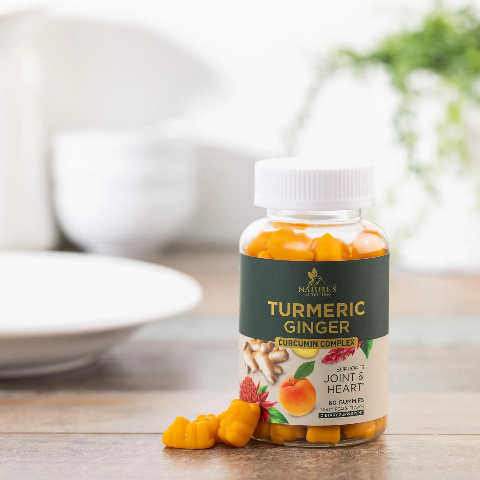 Turmeric Supplement Gummies - Turmeric Curcumin and Ginger Gummies with Black Pepper Extract for High Absorption, Nature'S Curcumin Gummy for Joint Support, Non-Gmo, Gluten Free - 60 Turmeric Gummies