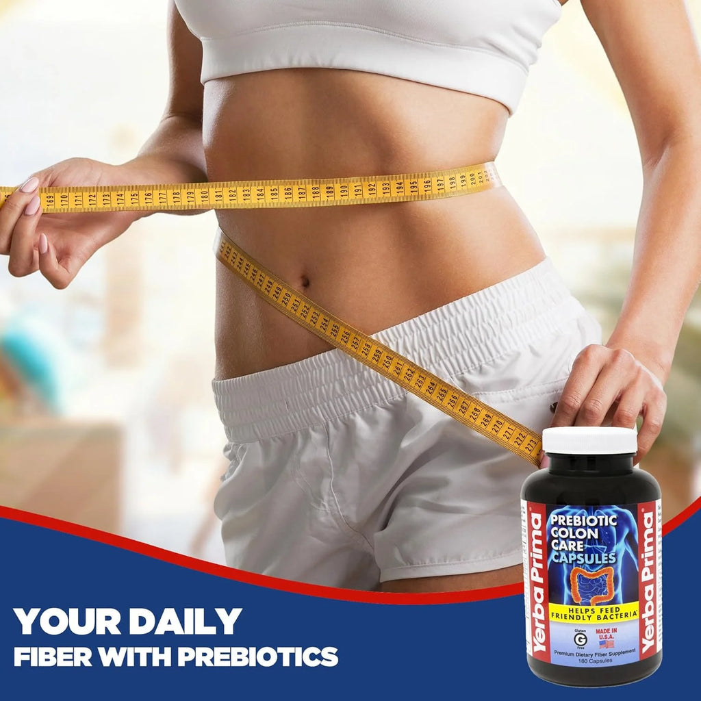 Prebiotics Colon Care Fiber Caps, 180 Capsules - Five Forms of Fiber plus FOS Pre-Biotics - Dietary Health Supplement - Healthy Soluble & Insoluble Fibers for Regularity