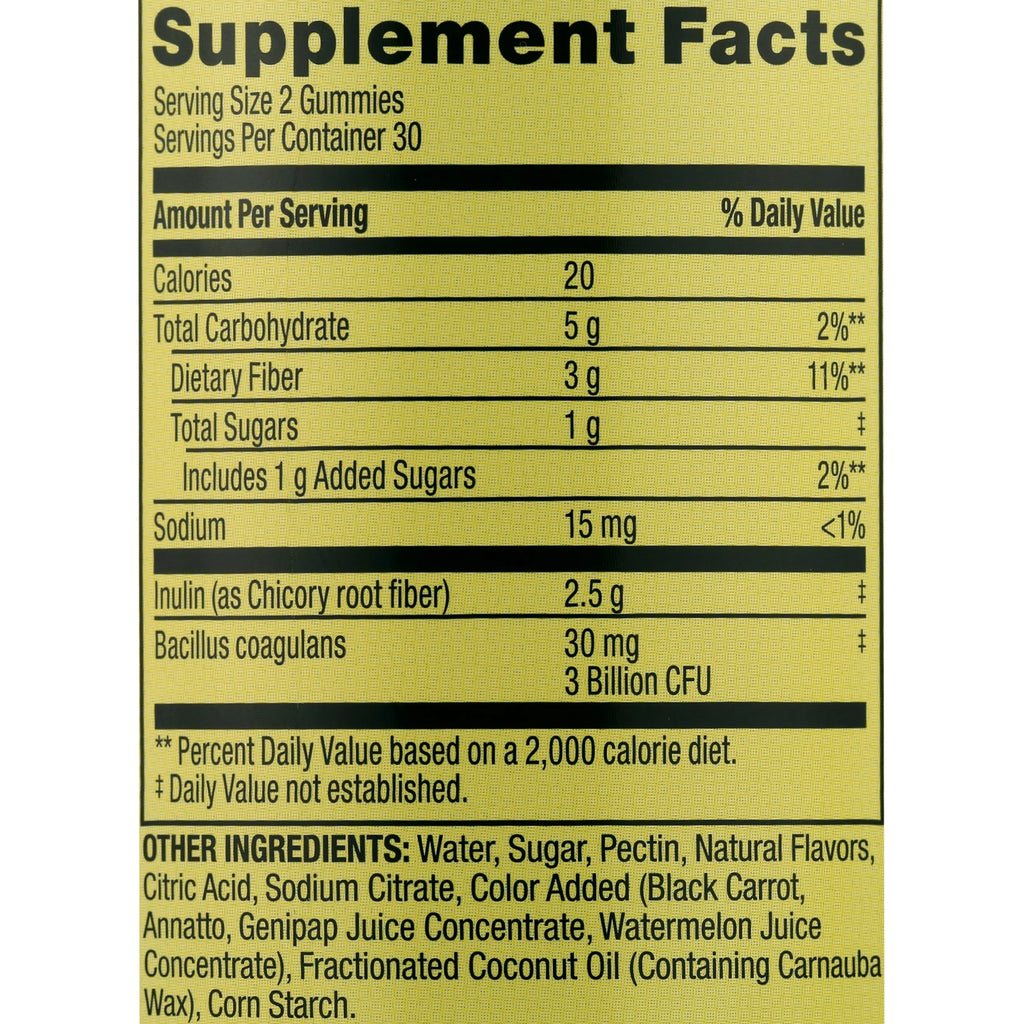 Probiotic with Prebiotic from Inulin Vegetarian Gummies for Digestive Health, Assorted Flavors, 3 Billion CFU, 60 Count