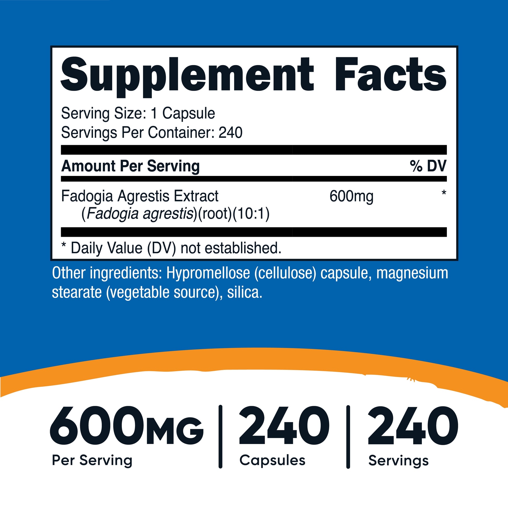 Fadogia Agrestis (240 Capsules | 600 Mg per Serving) - Potent 10:1 Extract, Gluten Free, Non-Gmo Athletic Support Supplement