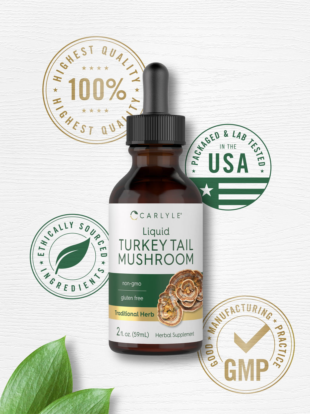 Turkey Tail Mushroom Liquid Extract | 2 Fl Oz | Vegetarian Tincture | Non-Gmo, Gluten Free | by