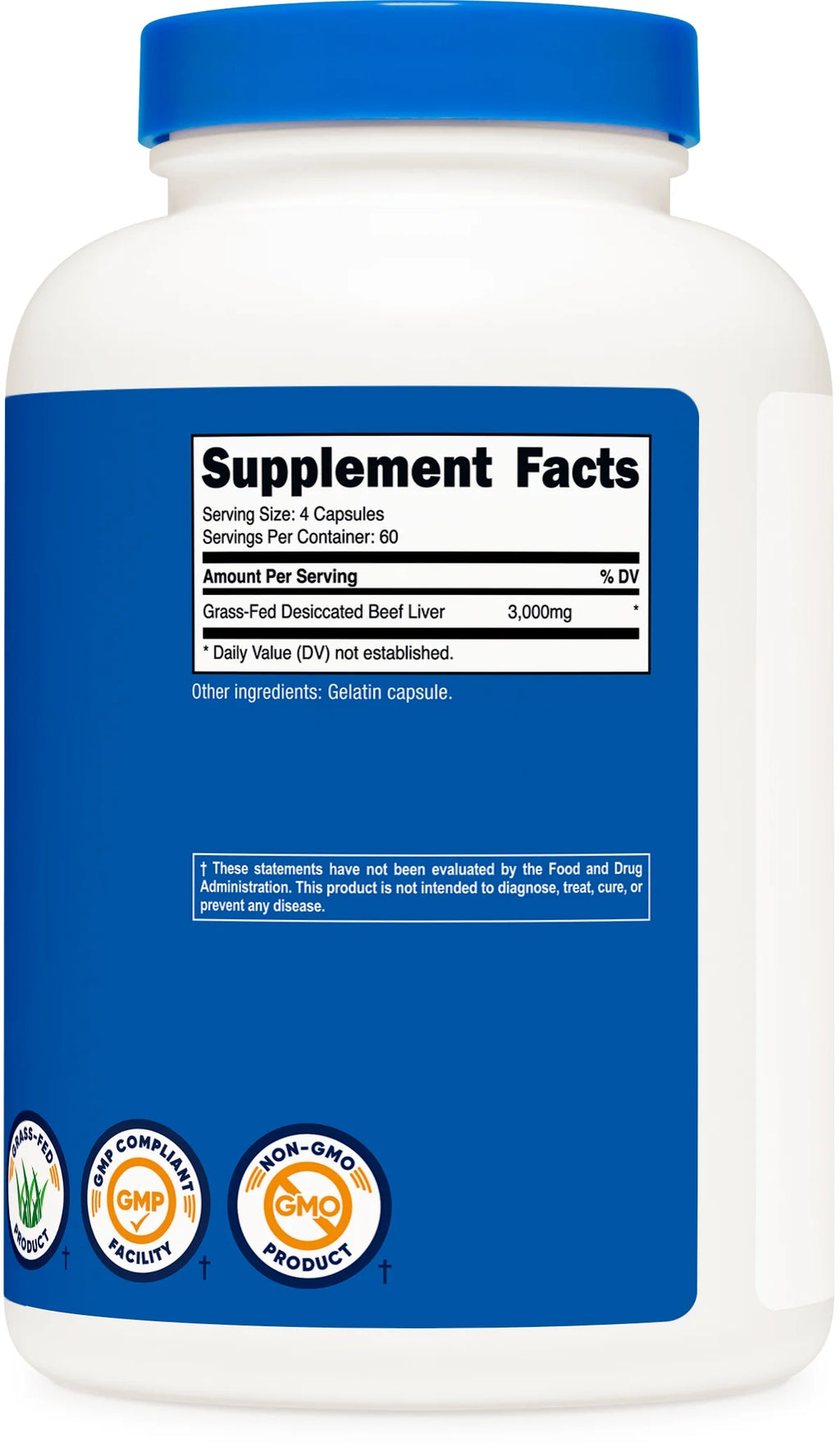 Grass Fed Desiccated Beef Liver Supplement 240 Capsules, 3000Mg (750Mg per Cap)