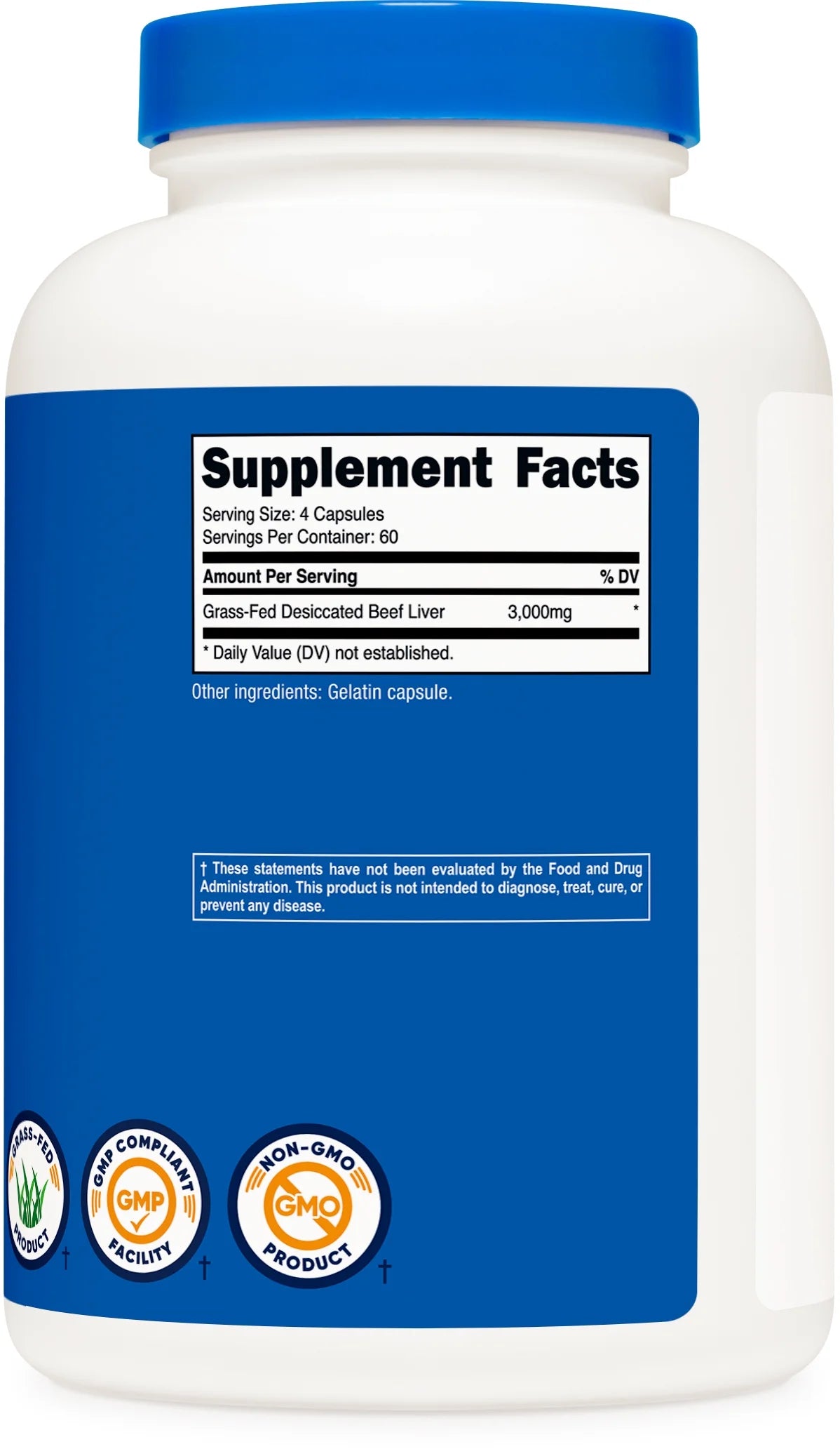 Grass Fed Desiccated Beef Liver Supplement 240 Capsules, 3000Mg (750Mg per Cap)