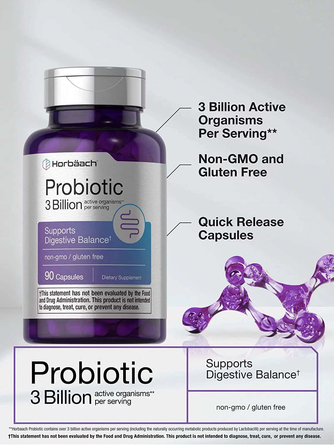 Probiotic for Women & Men'S Digestive Health | 3 Billion CFU | 90 Capsules | by
