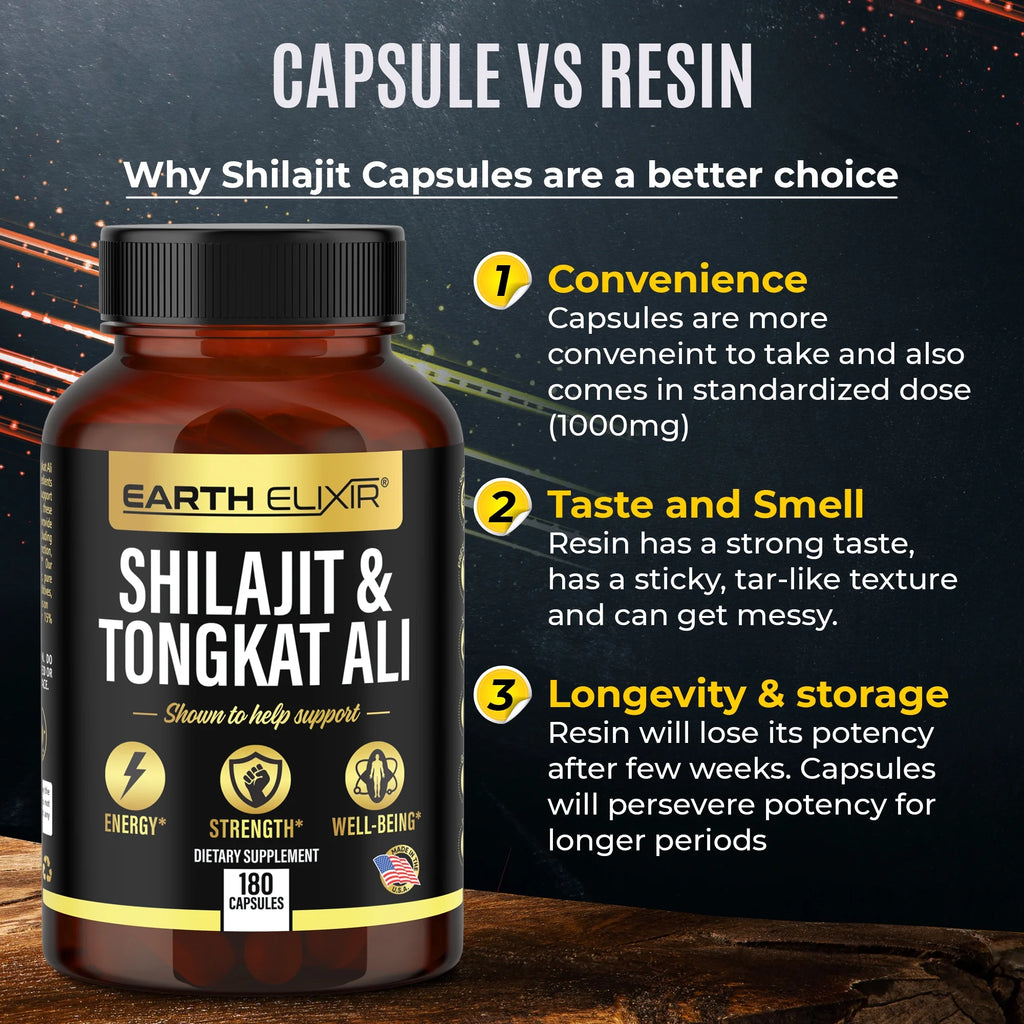 Shilajit 1000Mg & Tongkat Ali 400Mg (180 Capsules) Made in Usa-Shilajit Supplement (20% Fulvic Acid) Shilajit Pure Himalayan Organic & Tongkat Ali for Men More Potent than Shilajit Resin