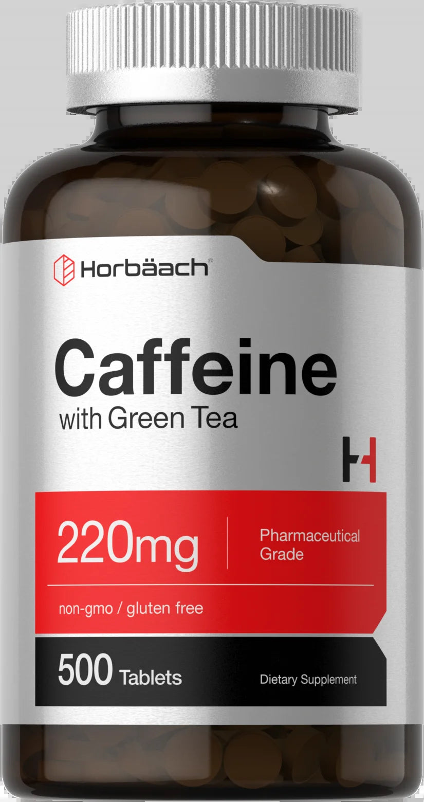 Caffeine Pills 220Mg with Green Tea | 500 Vegetarian Tablets for Men and Women | by