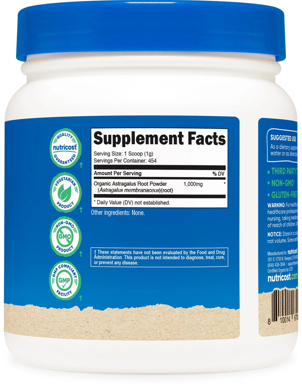 Organic Astragalus Root Powder 1LB - Gluten Free, Non-Gmo, Vegetarian Supplement