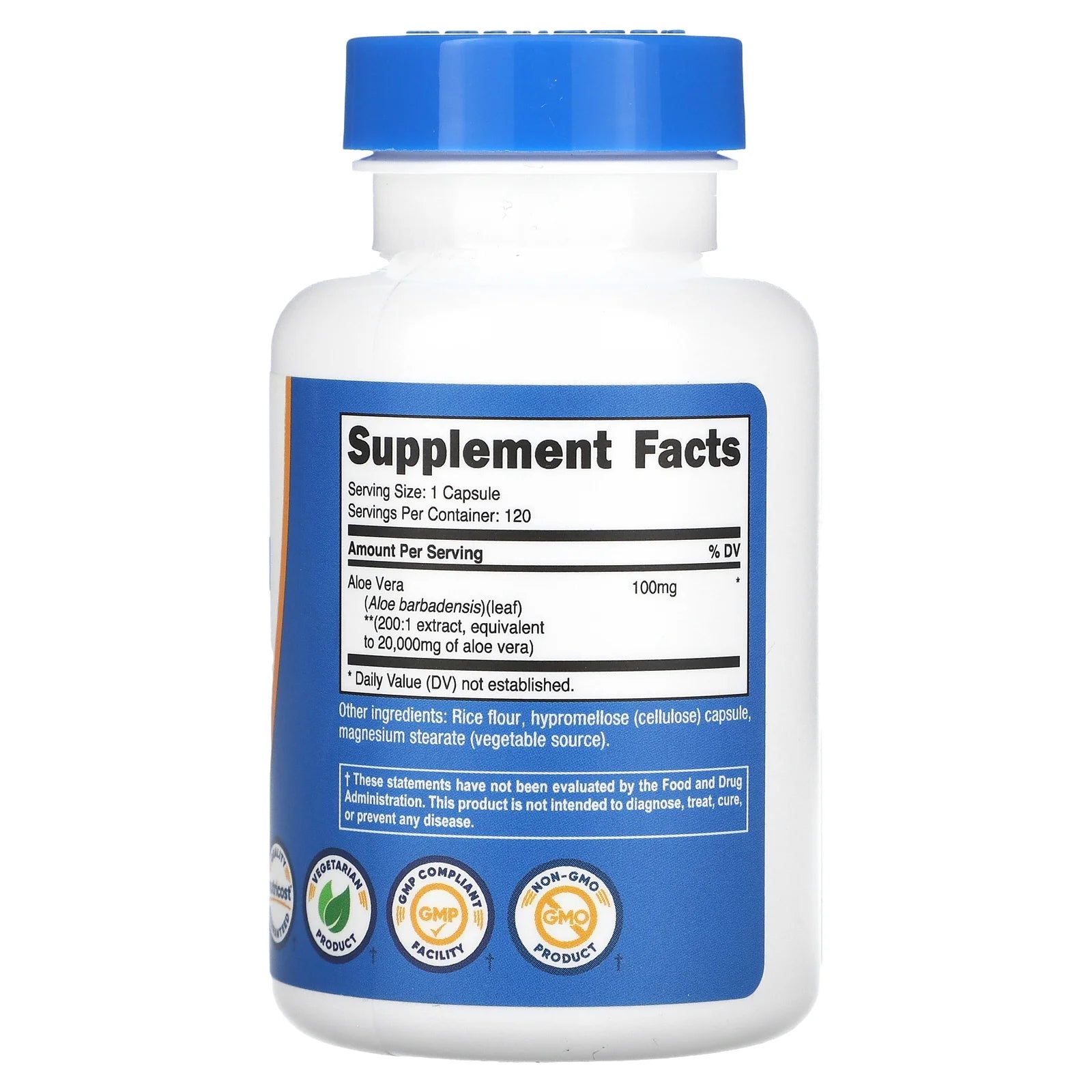 Aloe Vera 100Mg, 120 Capsules - Gluten Free, Non-Gmo Supplement