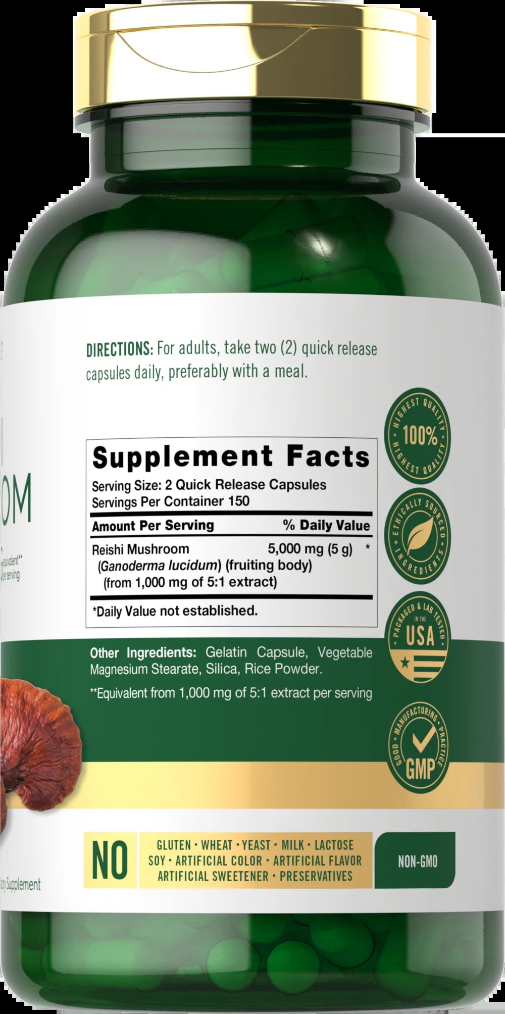 Reishi Mushroom Extract 5000Mg | 300 Capsules for Men and Women | by