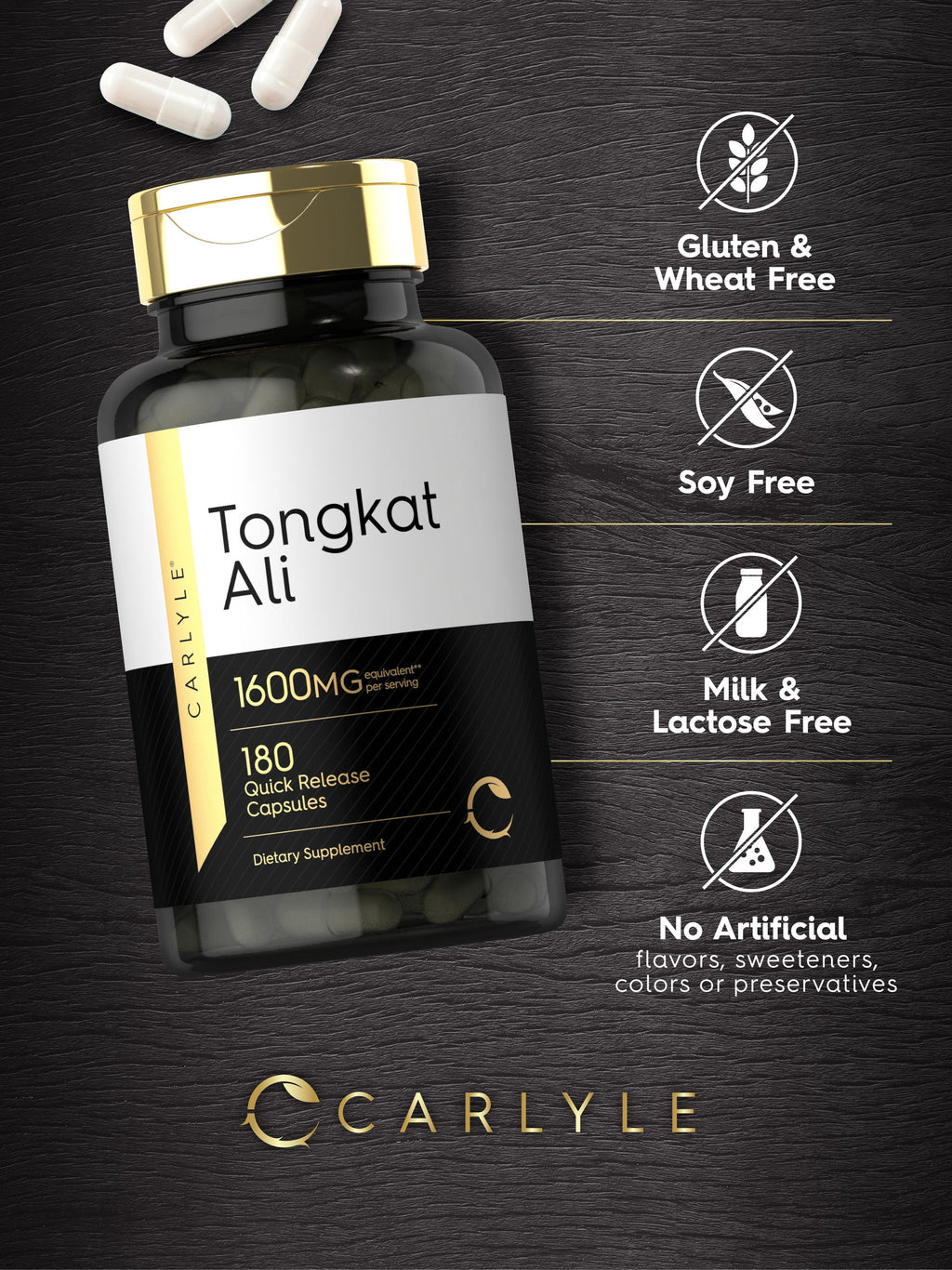 Tongkat Ali 1600Mg | 180 Capsules | Non-Gmo and Gluten Free Supplement | by