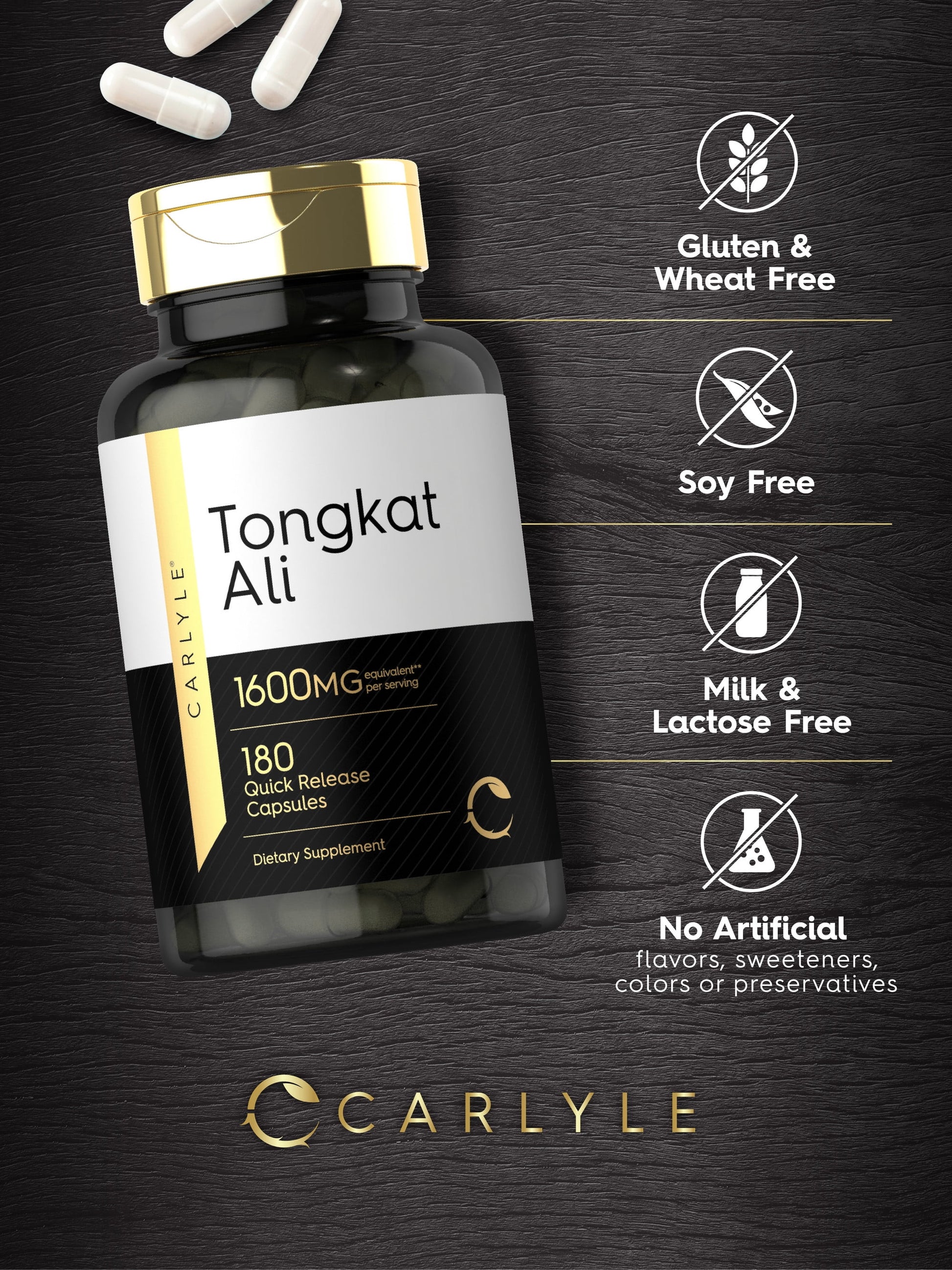 Tongkat Ali 1600Mg | 180 Capsules | Non-Gmo and Gluten Free Supplement | by