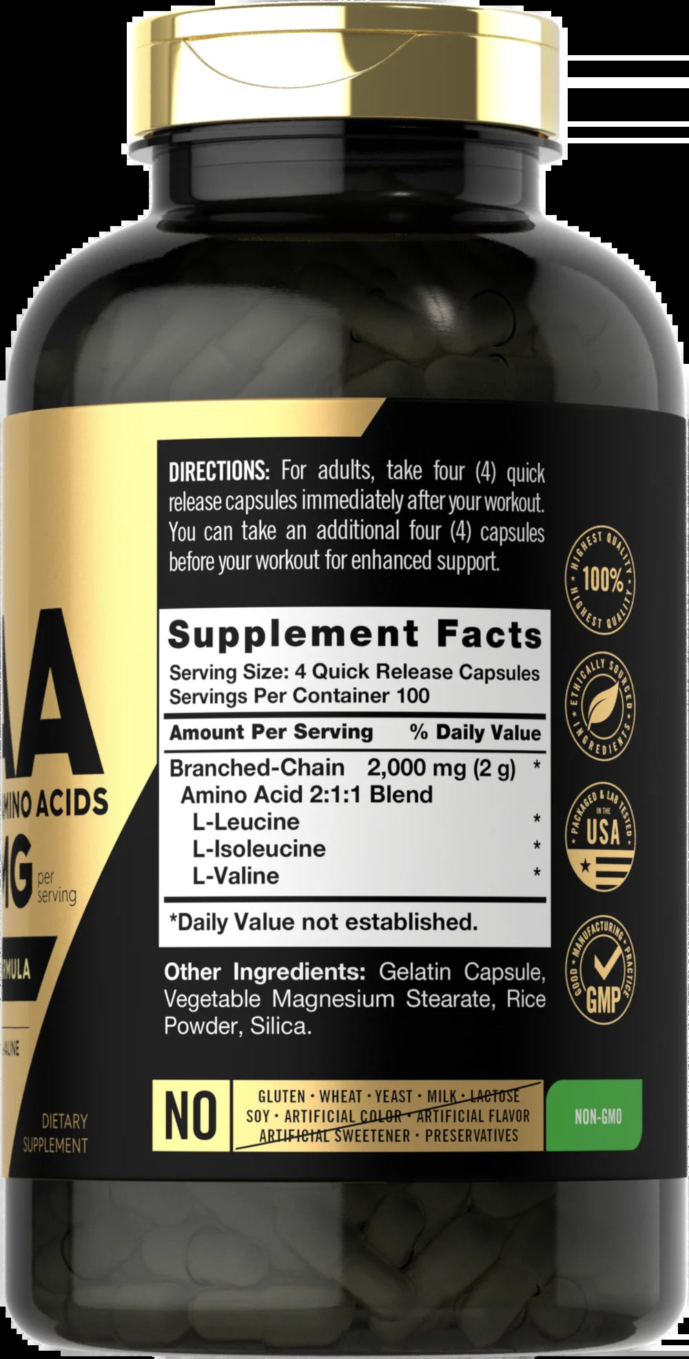 BCAA 2000Mg | 400 Capsules | Branch Chain Amino Acids for Men and Women | by