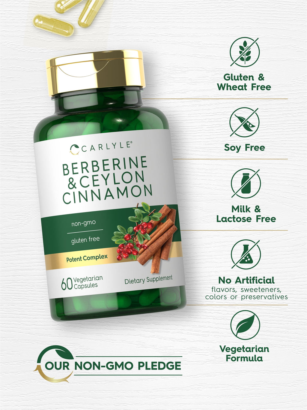 Berberine with Ceylon Cinnamon | 2000Mg Complex | 60 Capsules for Men and Women | by