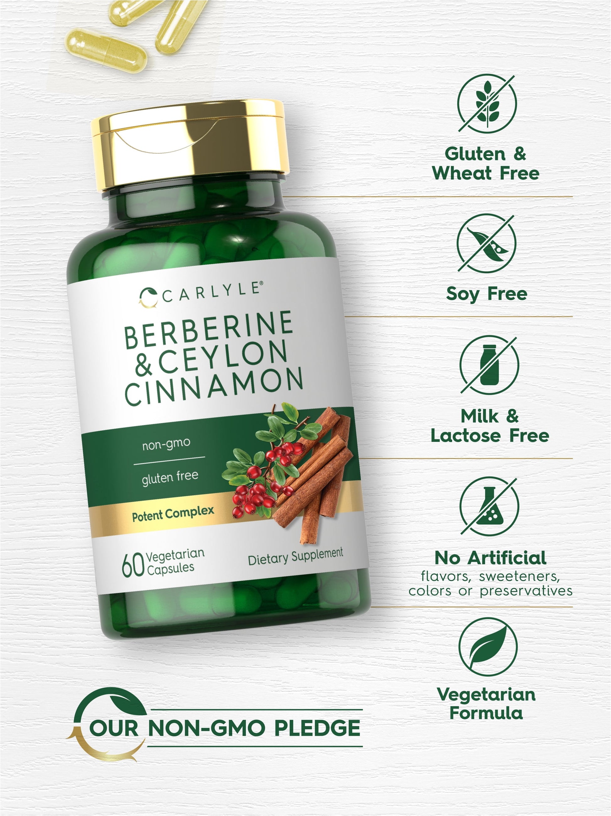 Berberine with Ceylon Cinnamon | 2000Mg Complex | 60 Capsules for Men and Women | by