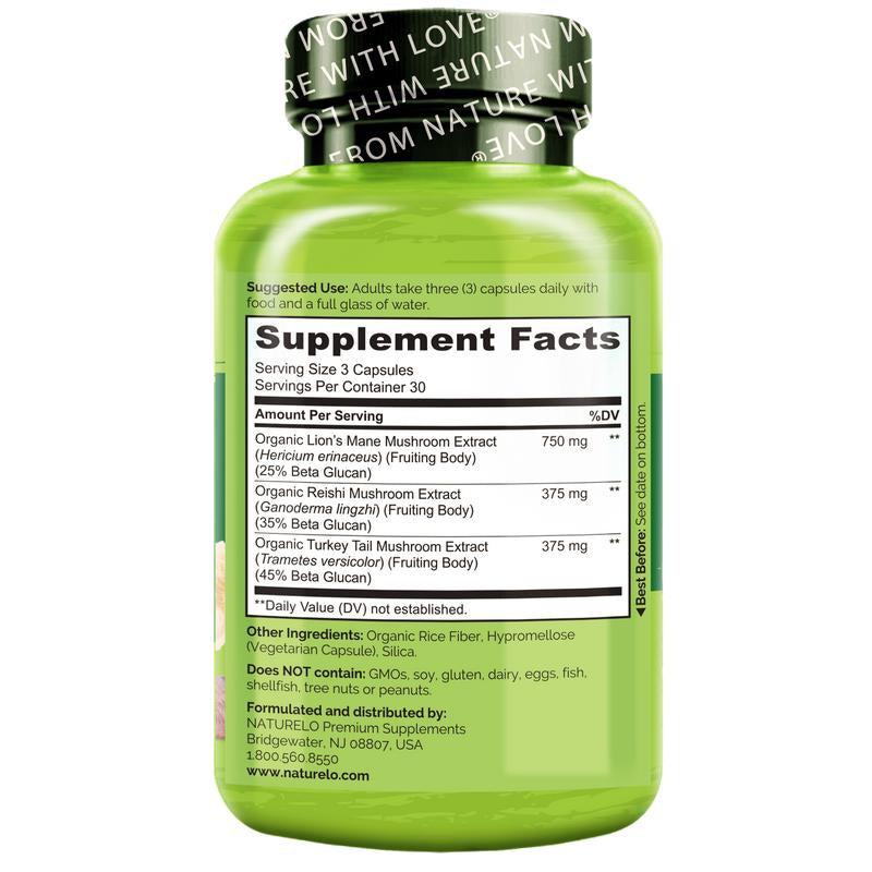 Mushroom Supplement with Lion'S Mane, Turkey Tail and Reishi Healthcare Dietary